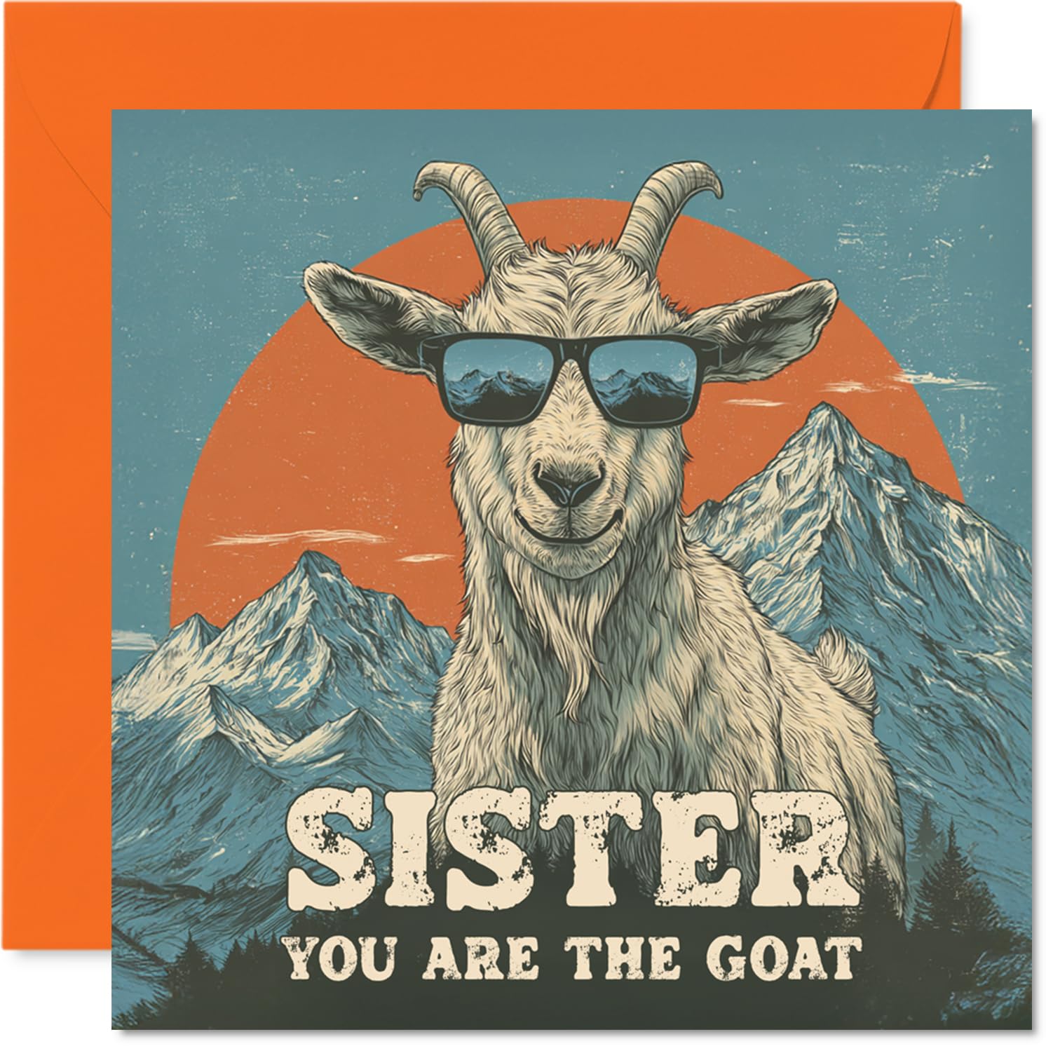 Sister Birthday Card - You Are The Goat - Happy Birthday Card for Sister from Brother Sibling, 145mm Funny Animal Bday Greeting Cards