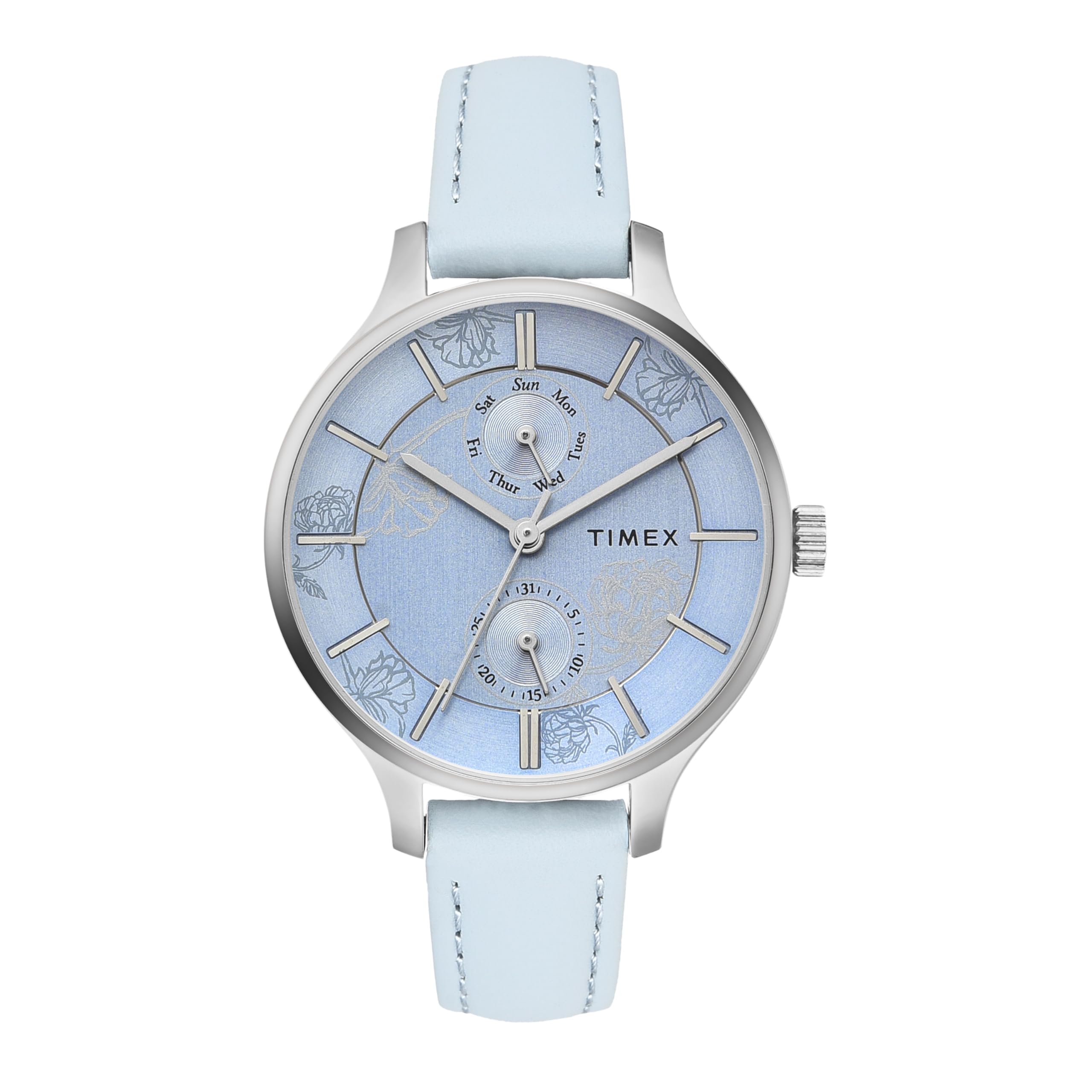 TIMEX Leather Women Blue Round Multifunction Dial Analog Watch- Twel14821 (B0CQRQ7N13) Amazon Price History, Amazon Price Tracker