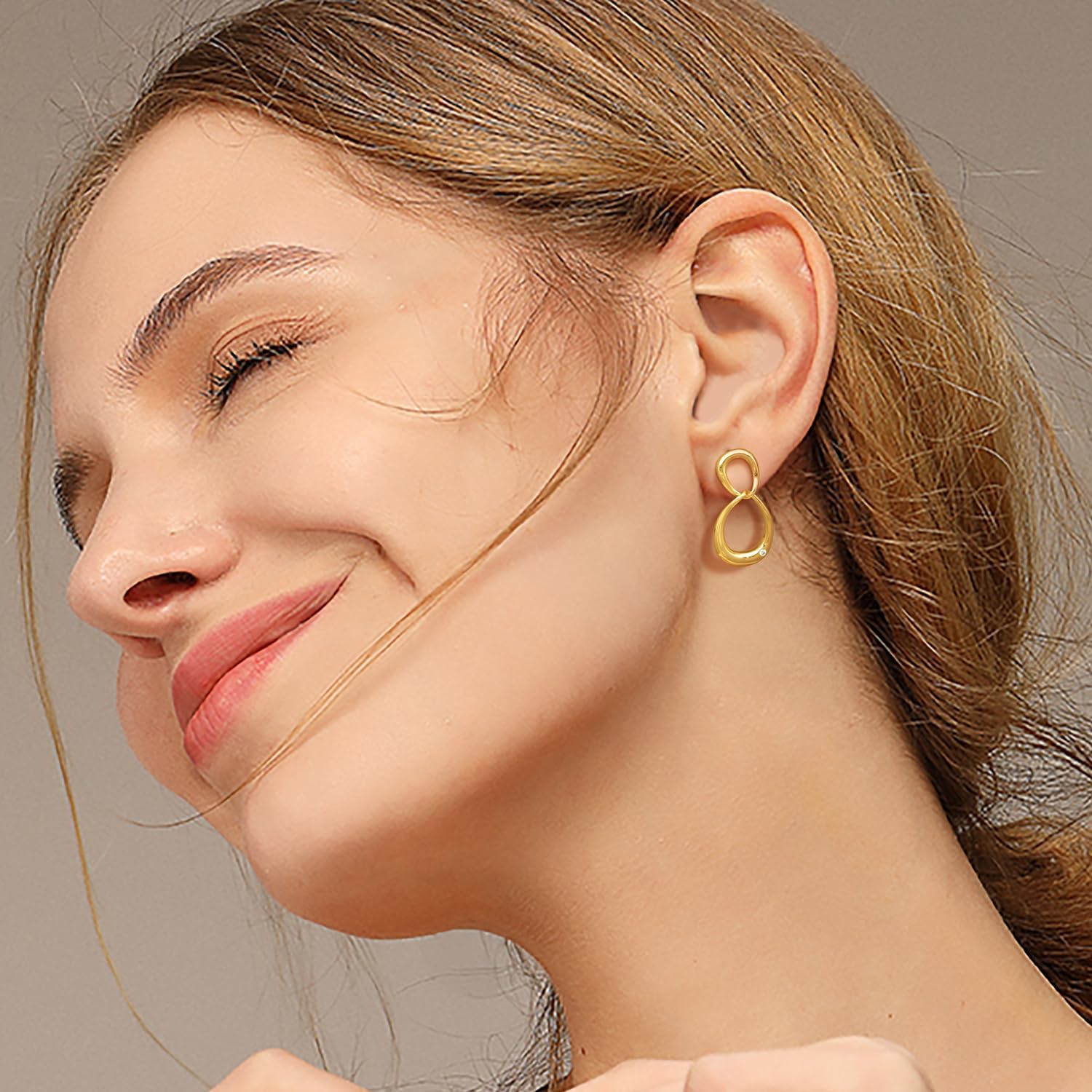 14K Gold Earrings for Women Gold Hoop Earrings for Women Hoops Stud Dangle Earring for Womens Drop Chic Double-Hoops with Cubic Zirconia Double Hoop Earring for Womens 30mm - Image 5