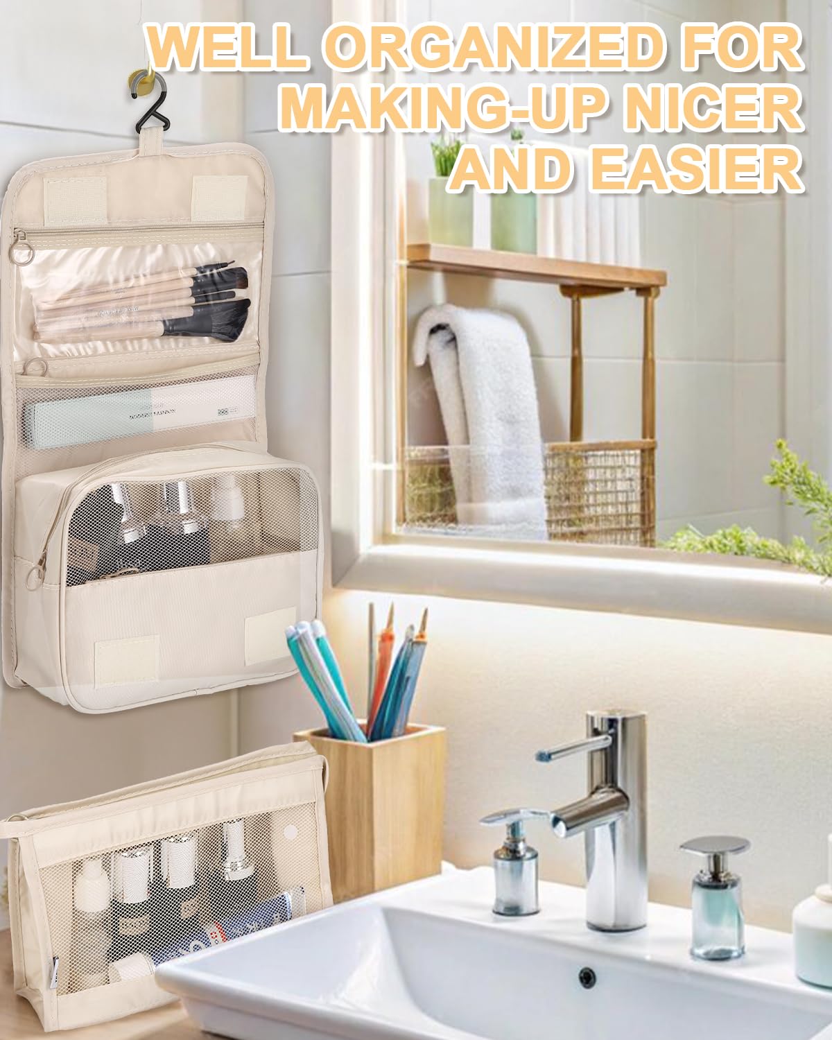 Set 10 Pezzi Organizer Valigia Salvaspazio - Packing Cubes Per Viaggi - Beige, Impermeabile - Foto 5