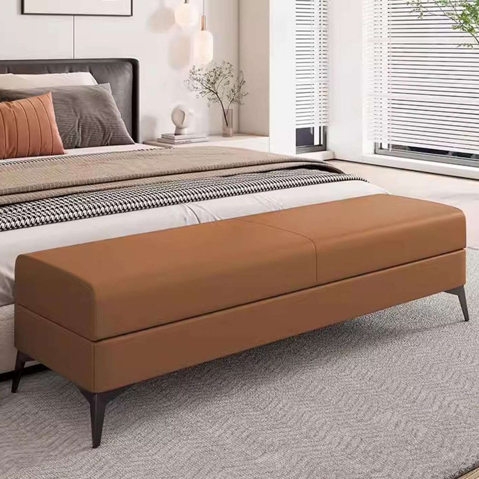 FCXWEVR Langbank Sto Bench Faux Leather Upholstered Shoe Bench for Entryway Seating & Sto Bedroom End of Bed Bench Slish & Functal Home nizer