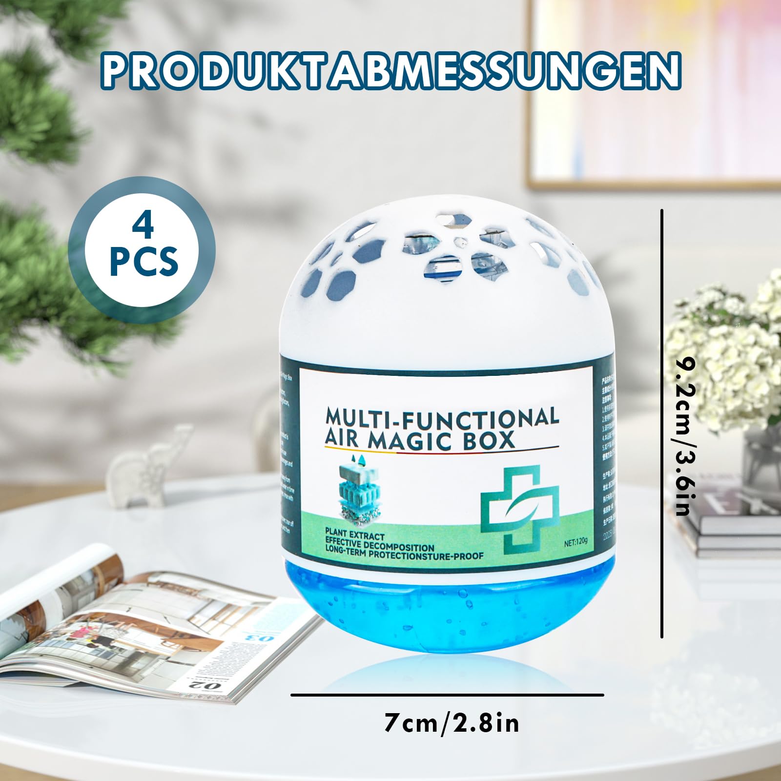 Magic Box Magic Box do oczyszczania powietrza wewnątrz, 4 sztuki, automatyczne odsysanie kurzu, pojemnik na kurz, formuła ekstraktu roślinnego, świeżość dla zwierząt domowych, do domu