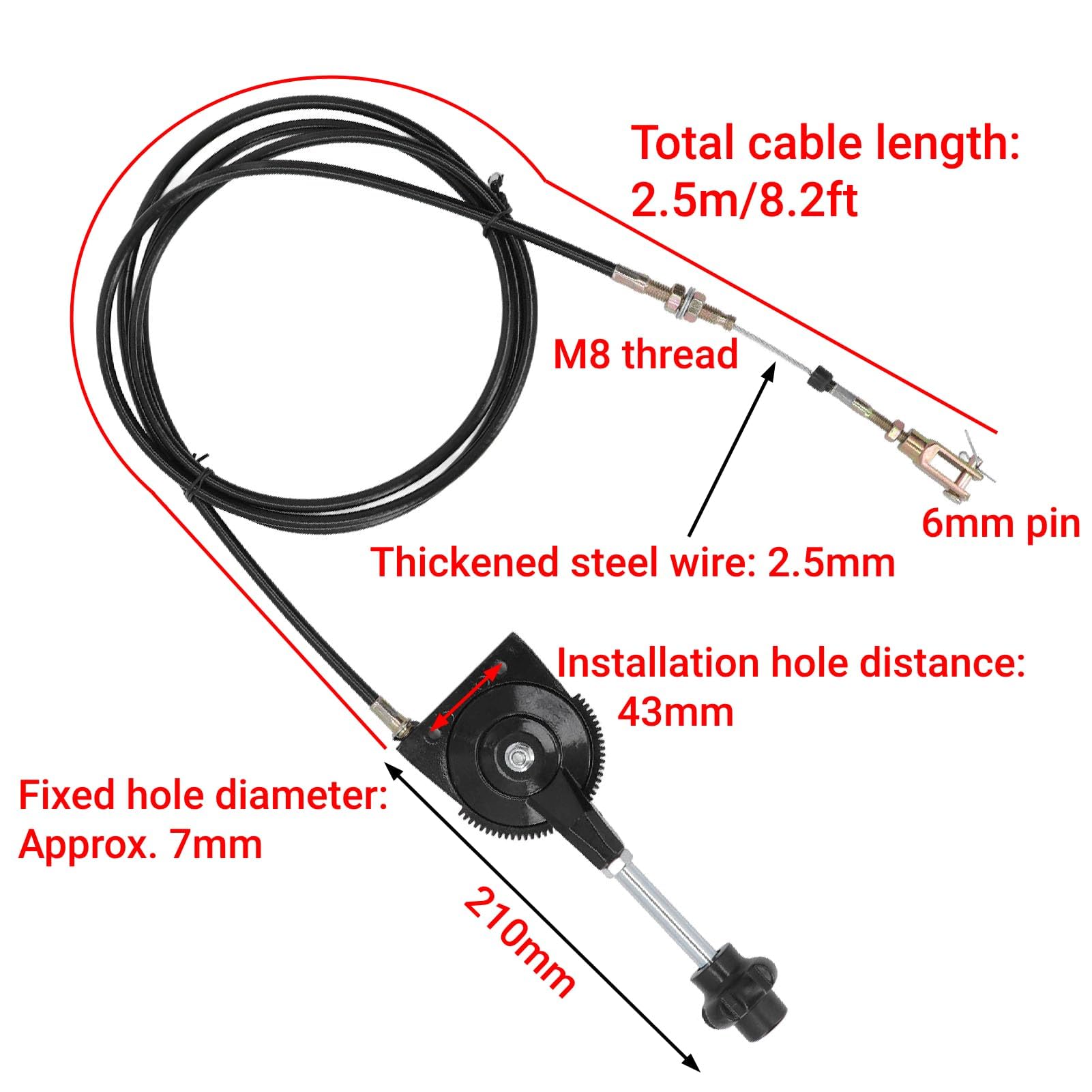 Cavo di Controllo Dell'acceleratore Dell'Escavatore Cavo Dell'acceleratore di Controllo del Carburante in Acciaio Inossidabile PU 2,5 M / 8,2 Piedi per Escavatore EX230 EX230
