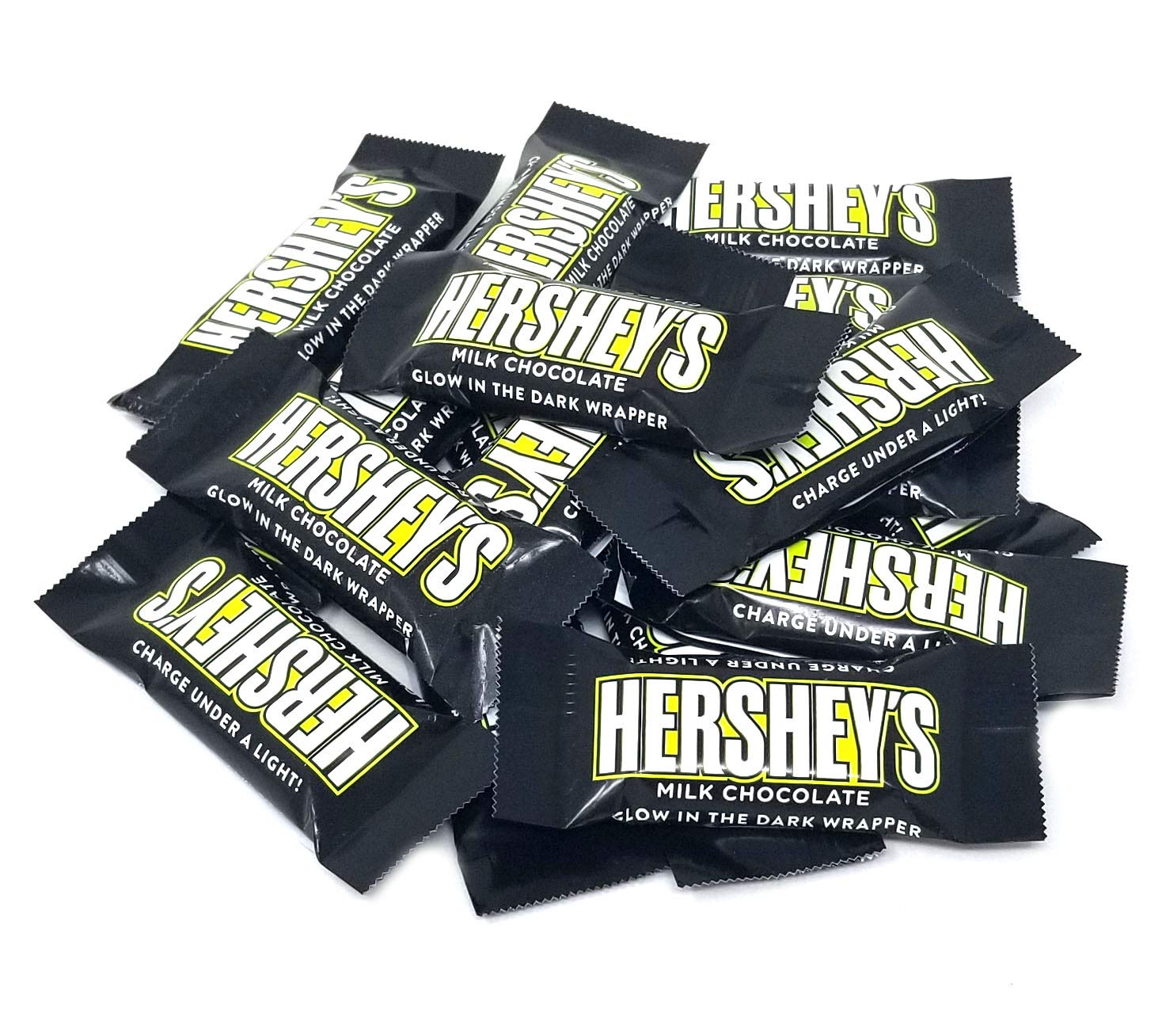 CrazyOutlet HERSHEY'S Milk Chocolate Bar Bite Size, Glow in The Dark Wrappers, Bulk Pack, 2 Pounds