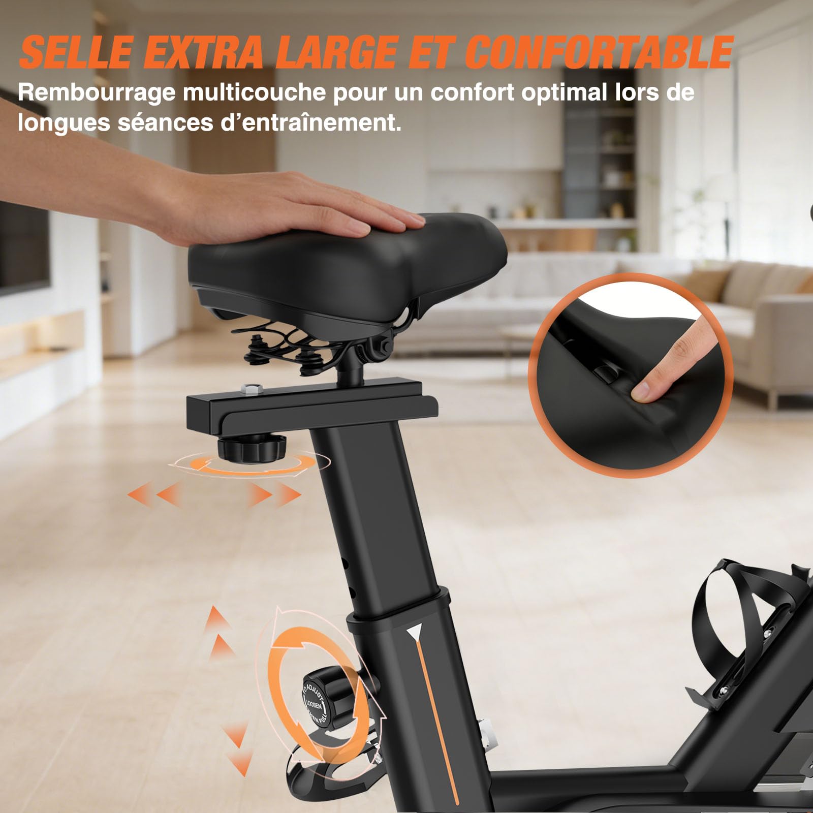 DH FitLife Vélo d’appartement ergomètre | Hometrainer silencieux à résistance magnétique | Capteur de pouls & APP | Guidon amélioré, écran/moniteur | 150–195 cm