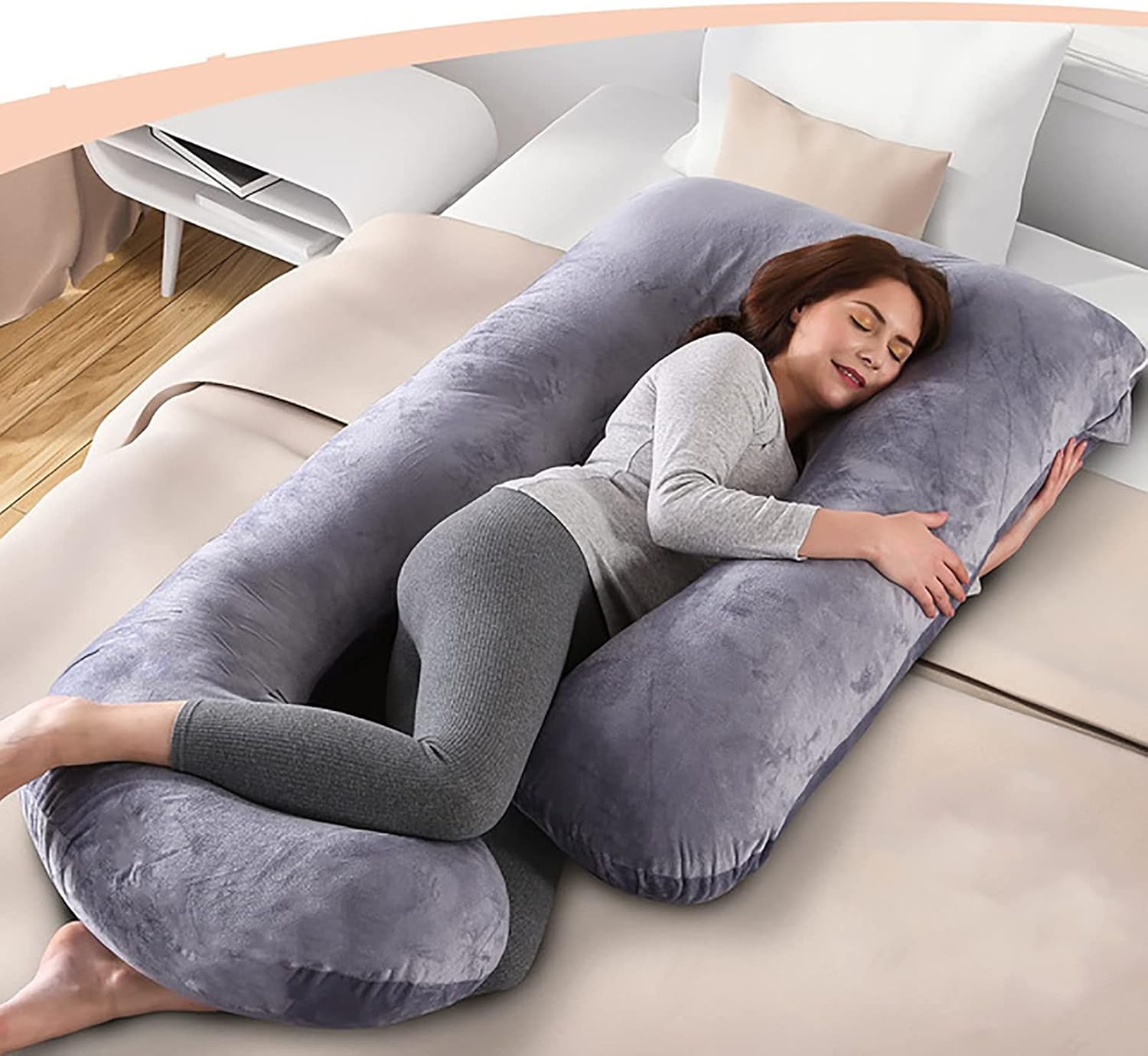 Maternity Pillow Ergonomic Design can Support The Abdomen Knees and Buttocks Portable Whole Body Pillow