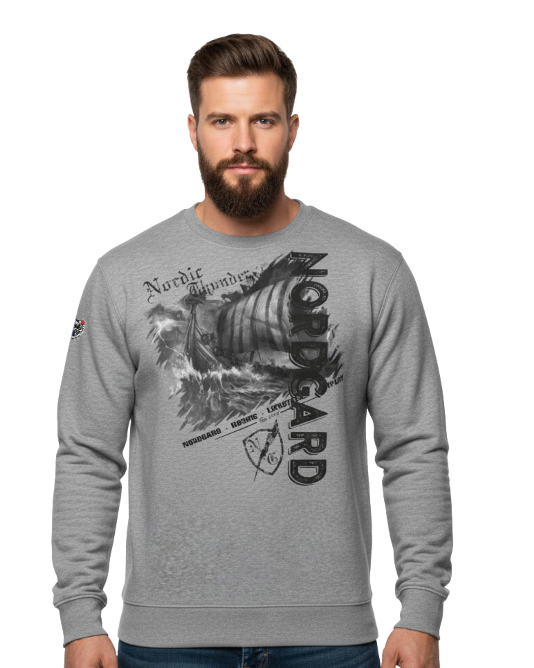 NORDGARD Viking Sweatshirt Torden I Pulli aus 80% Baumwolle & 20% Polyester I Wikinger-Sweater mit Brustdruck I Ideal für Freizeit & Sport I Oeko-TEX Zertifiziert