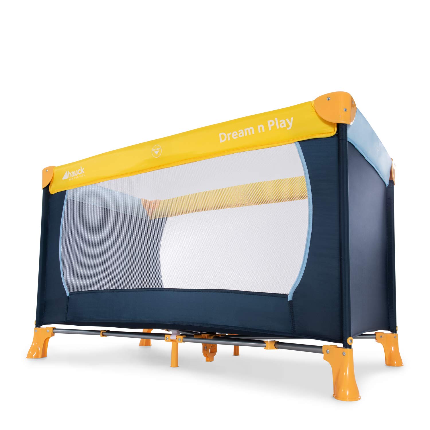 hauck Lettino da Viaggio Dream N Play - Culla Neonato Fino a 15kg - Letto Pieghevole 60x120cm - Box Bambini Leggero con Borsa inclusa - Multicolore, Giallo/Blu/Navy