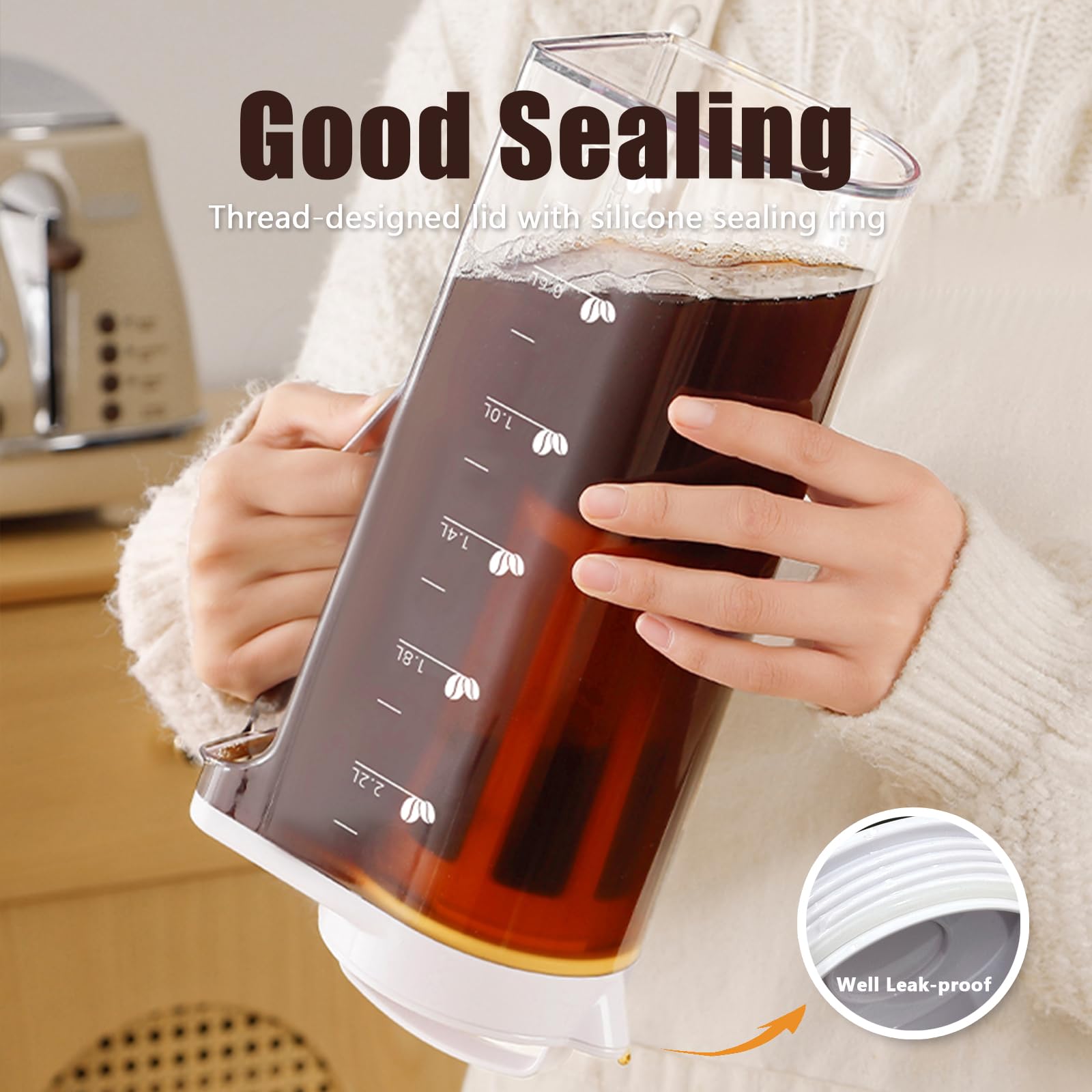 Ideal Swan Cafetière à infusion à froid 1,6 L avec filtre à maille fine, grande capacité