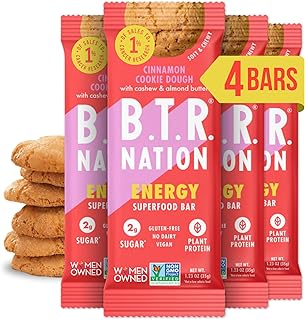 B.T.R. Bar Superfood Keto Protein Bars, Plant Based Vegan Protein, Low Carb Food, Low Calorie, Gluten Free, No Sugar Alcoh...