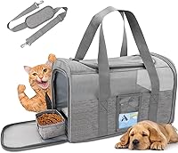 Refrze Airline Approved Cat Carrier for Small Dogs & Medium Cats up to 15 lbs - Soft-Sided Foldable Travel Bag with Breathable Mesh, Grey