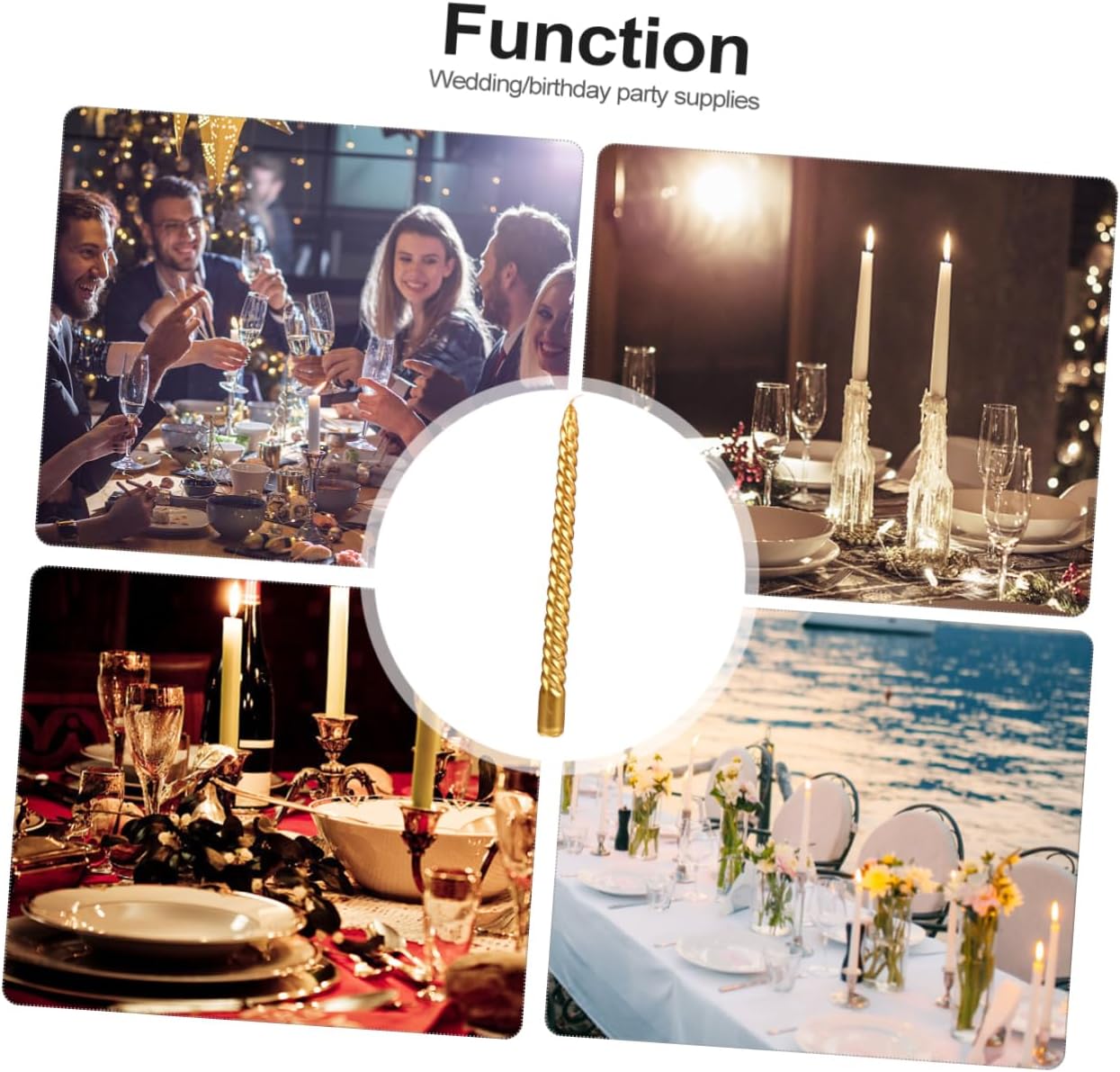 Holibanna 4pcs Electroplating Decorative Candles for Weddings Parties Celebrations European Style Paraffin Candle Flat Bottom for Steady Use for Romantic Dinners and Festive Occasions
