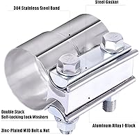 Vista 5 de Abrazadera de escape de 2.0 pulgadas, manga de abrazadera de banda de junta de 2 pulgadas, abrazadera de acoplamiento de acero inoxidable (2 piezas)