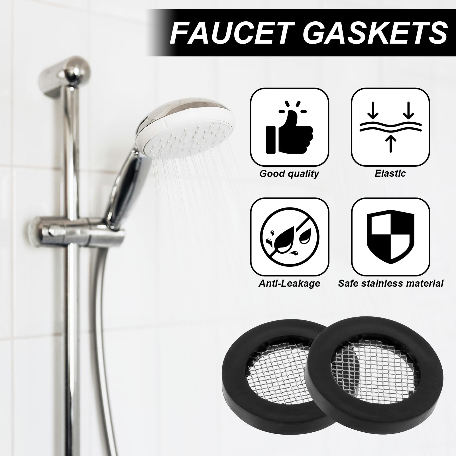 Junta De Cabezal De Ducha, Arandela De Goma: Crea Un Sello Para Evitar Fugas Con Filtro De Acero Inoxidable 34 De Pulgada Paquete De 8 92872100