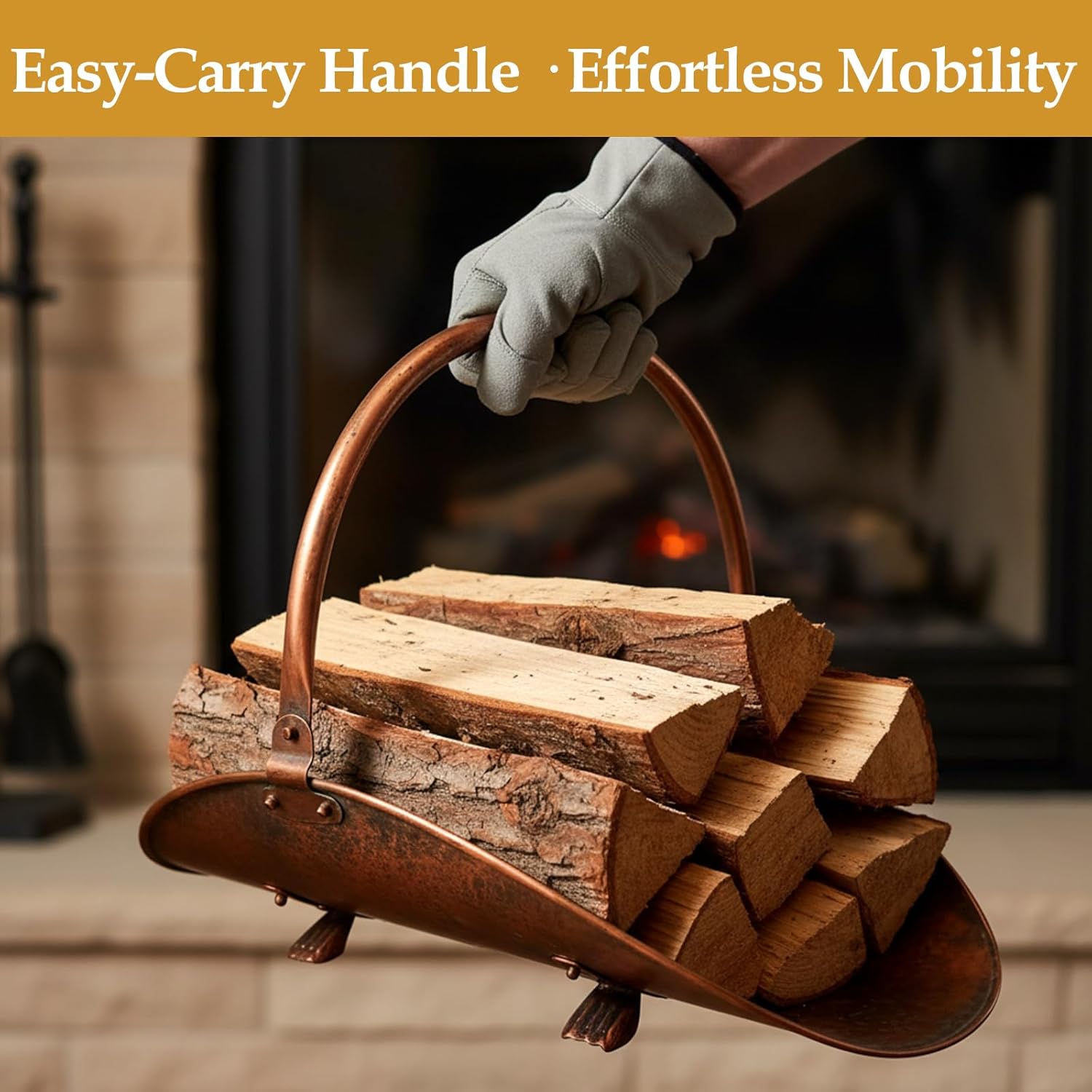 Fenteer Fireplace Log Holder,Firewood Rack Iron Multipurpose Container Log Bin Indoor Outdoor Metal Wood Rack for Fire Wood Carrier