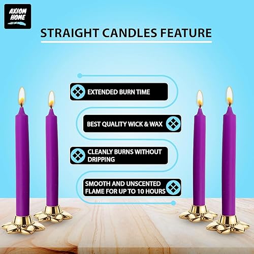 Miniatura 59 de Axiom Candles Velas altas sin goteo de 10 pulgadas sin perfume y sin humo, 9 horas de tiempo de combustión, velas cónicas para el hogar, cenas
