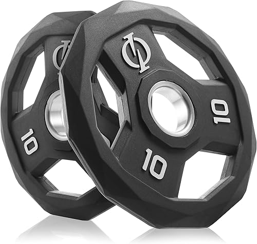 Miniatura 7 de Philosophy Gym Juego de 2 discos de peso con agarre olímpico recubierto de goma, placas olímpicas de 2 pulgadas, color negro