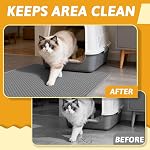 Pieviev Piège à litière de chat - 76 x 61cm Honeycomb Double couche Tapis Litiere Chat - Traps Messe, facile à nettoyer et durable (Gray)