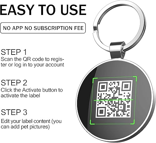 Miniatura 3 de Etiquetas para perros Etiquetas de identificación personalizadas para mascotas - Código QR Personalizar etiqueta de perro gato - Perfil en línea de