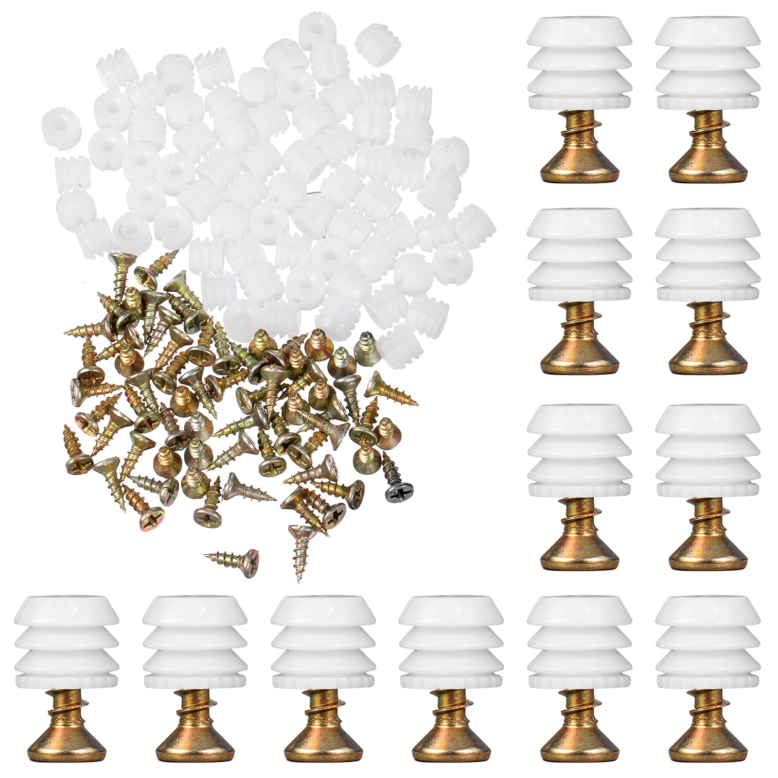 TIESOME 100 Sets Hinge Expansion Dowels with Screws, Furniture Fittings