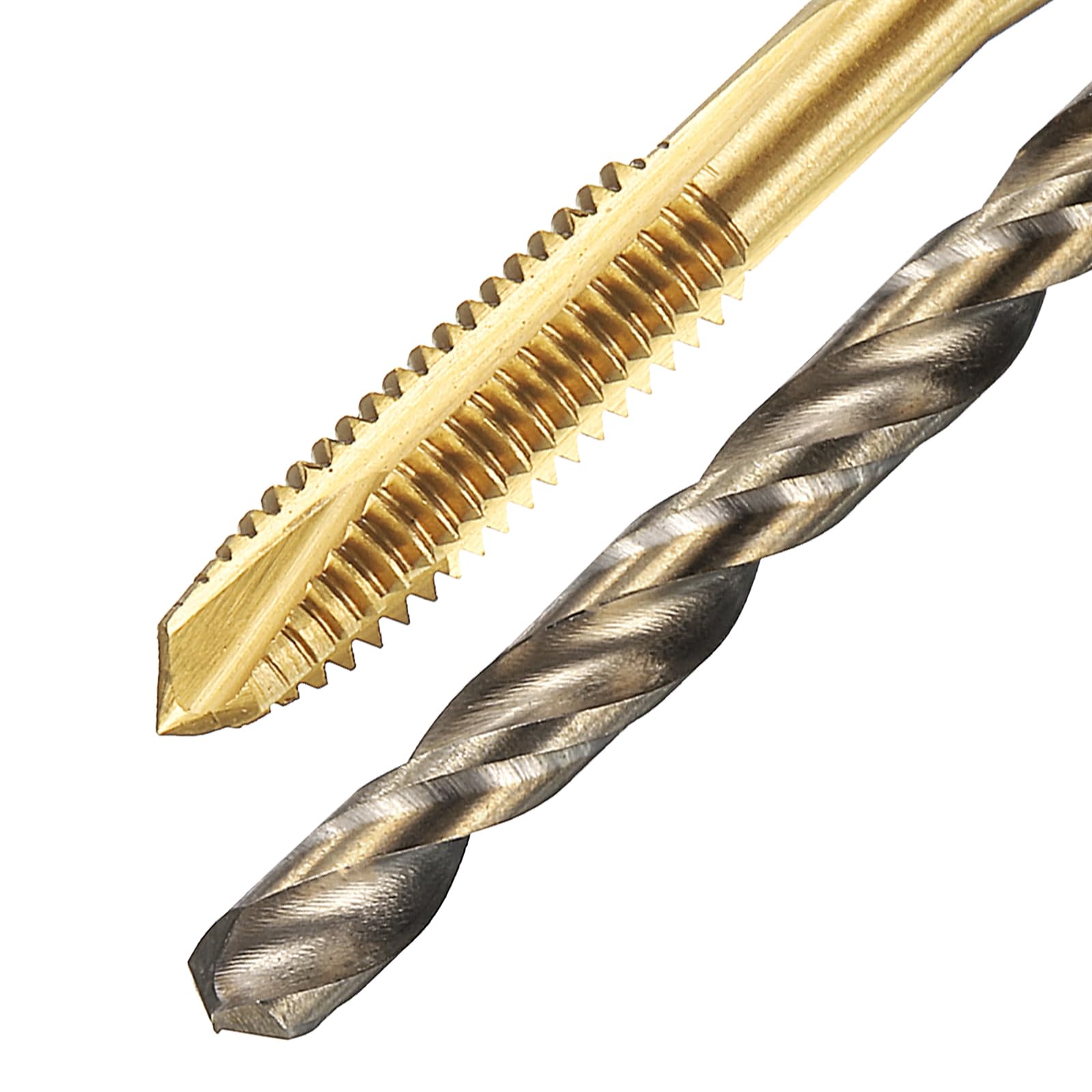 Set di Maschi e Punte da Trapano, 5 Maschi per Filettatura a Spirale metrica M4 x 0,7 e 5 Punte elicoidali da Trapano da 3,3 mm, rivestite in Titanio/Giallo tostato HSS-6542/M35 HSS-CO.