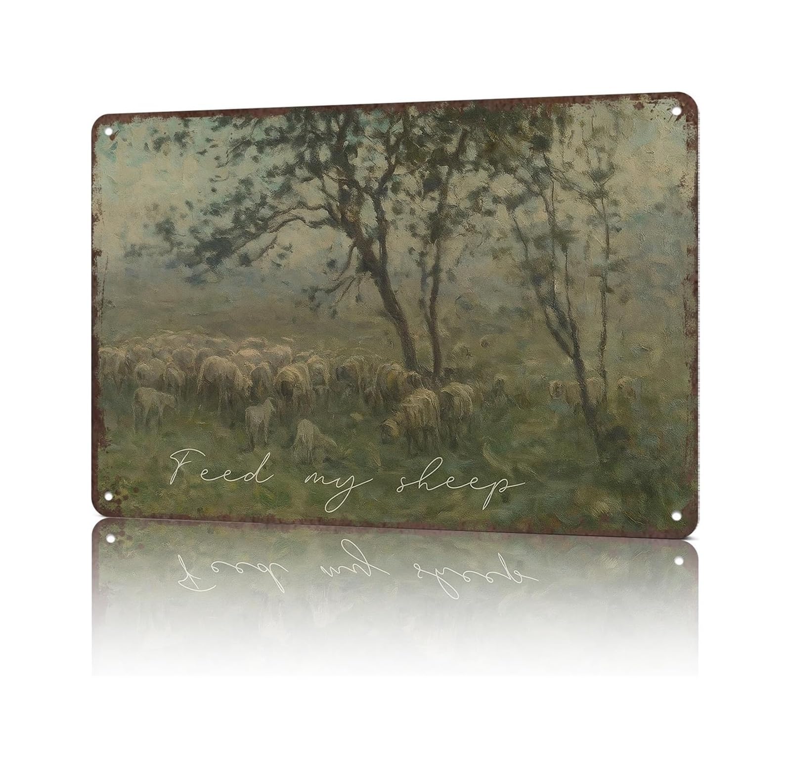 NWPNLXEA Retro Feed My Sheep Tin Sign Country Home Decoration Wall Hanging For Pub Cafe Basement 8 X 12 inch