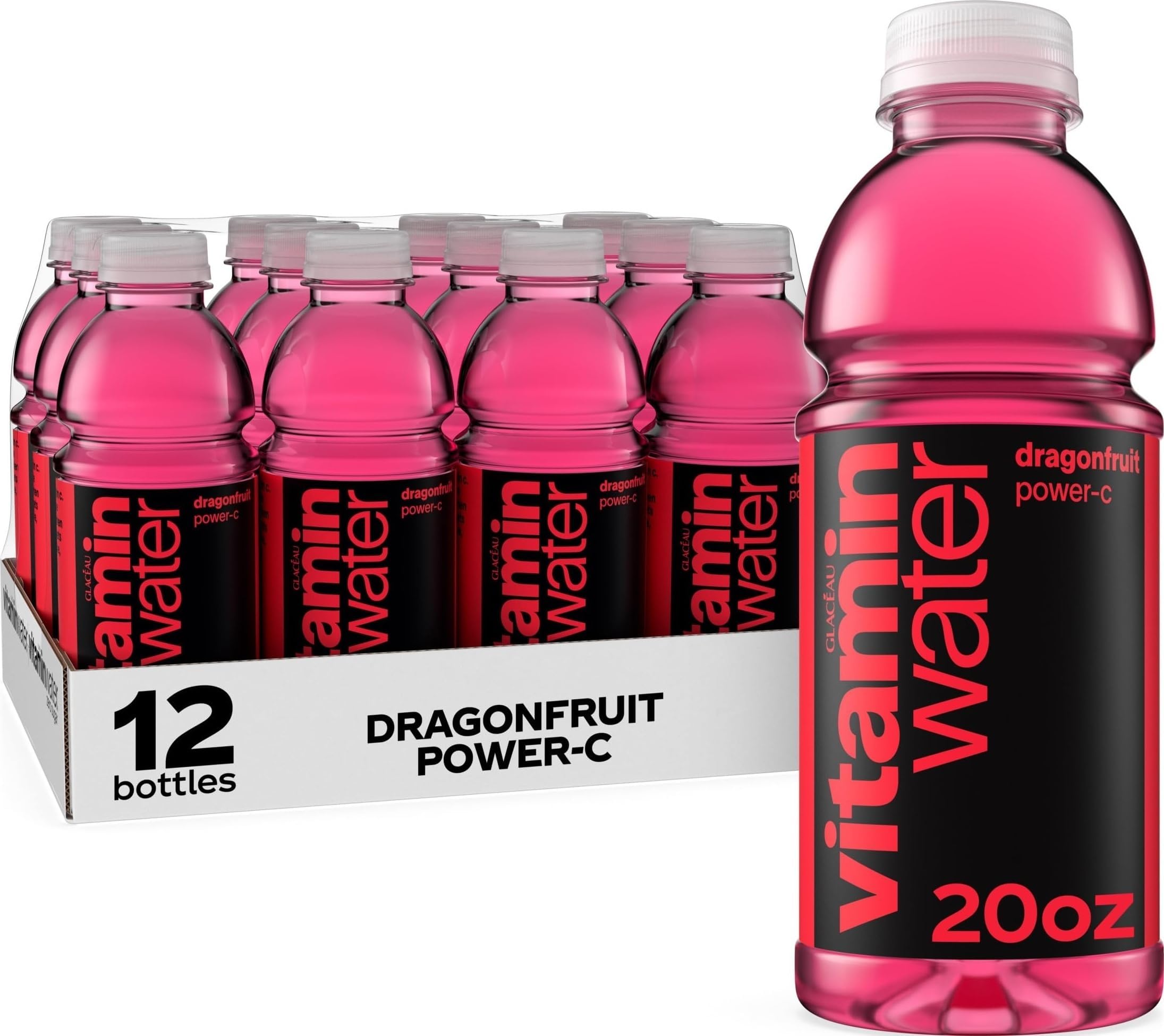 vitaminwater Power-C Dragonfruit, Flavored Water Beverage Bottles, 20 fl oz, 12 Pack
