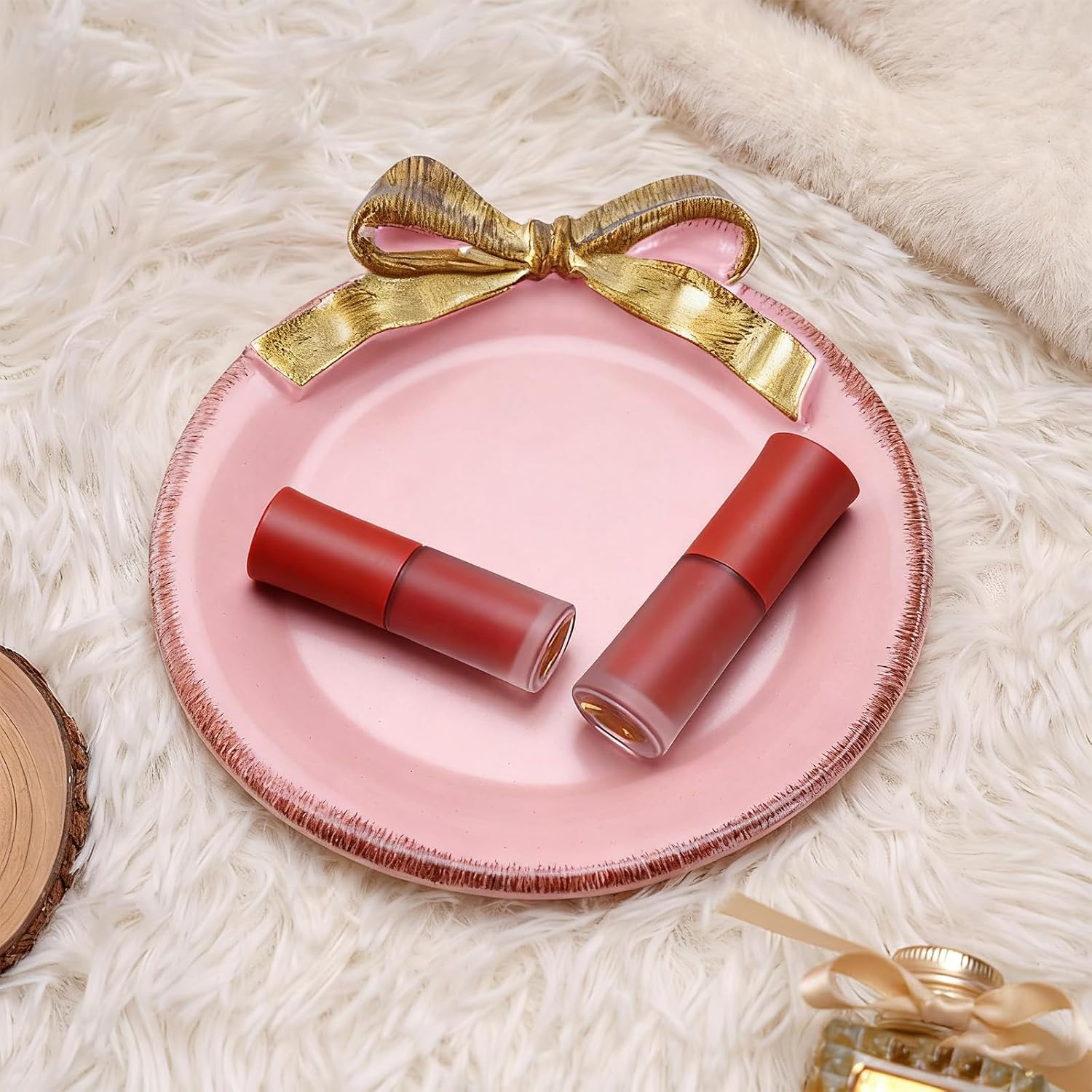Pink Bedroom Decor Resin Jewelry Dish, Vintage Bow-Knot Trinket Tray for Rings Bracelets Earrings Holder, Cute Candy Dish Vanity Decor for Girls image 5