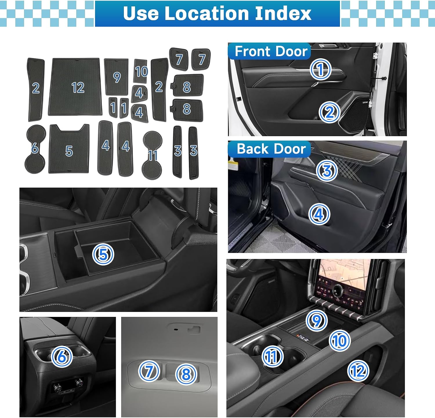 SXCY for 2025 2026 GMC Acadia Accessories Cup Holder Inserts Liner (Black) image 3