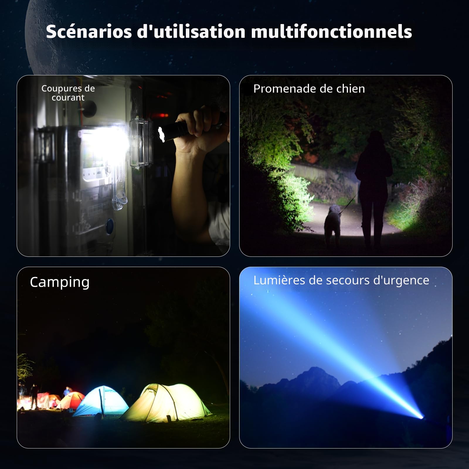 klarus EP12 Lampe de poche super lumineuse, 750 m, 4000 mAh, rechargeable, 2000 lumens, étanche IPX6, pour promener le chien, camping, outil d'urgence (EP12)
