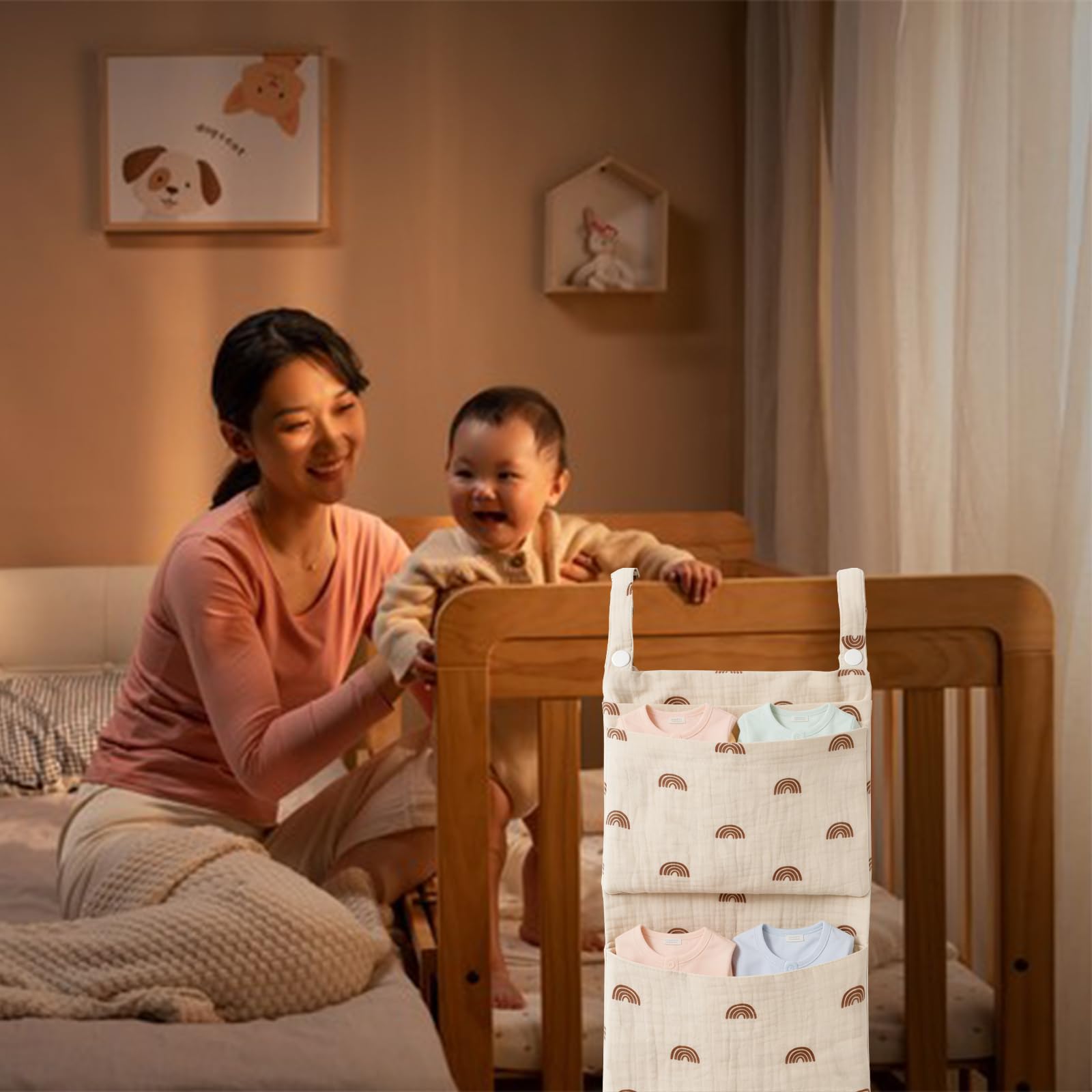aufbewahrung beistellbett XJLyaya Hängeorganizer, Babybett Organizer, Kinderzimmer, Hängender Organizer mit 2 Taschen, Wird zur Aufbewahrung Von Kinderbetten, Windeln, Kleidung und Spielzeug Verwendet Baby Bulls Wildcross Street weiss ebike Size:56 Trapez Signalgrau