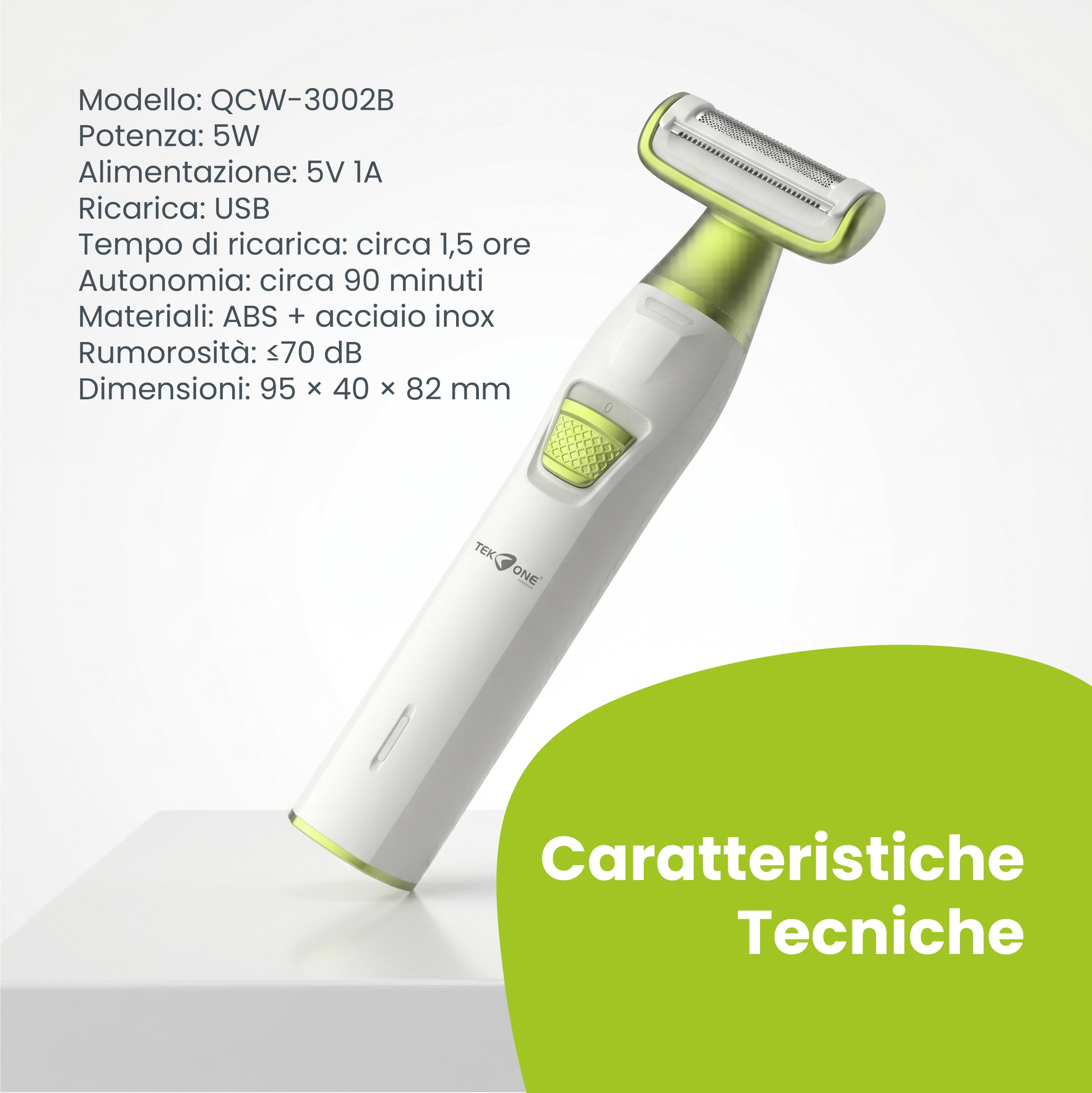 Rasoio Elettrico Corpo Donna Uomo con Luce LED | Ricaricabile USB Cordless | Testina Flottante di Precisione | Per Ascelle Gambe Bikini e Corpo | 90 Minuti di Autonomia