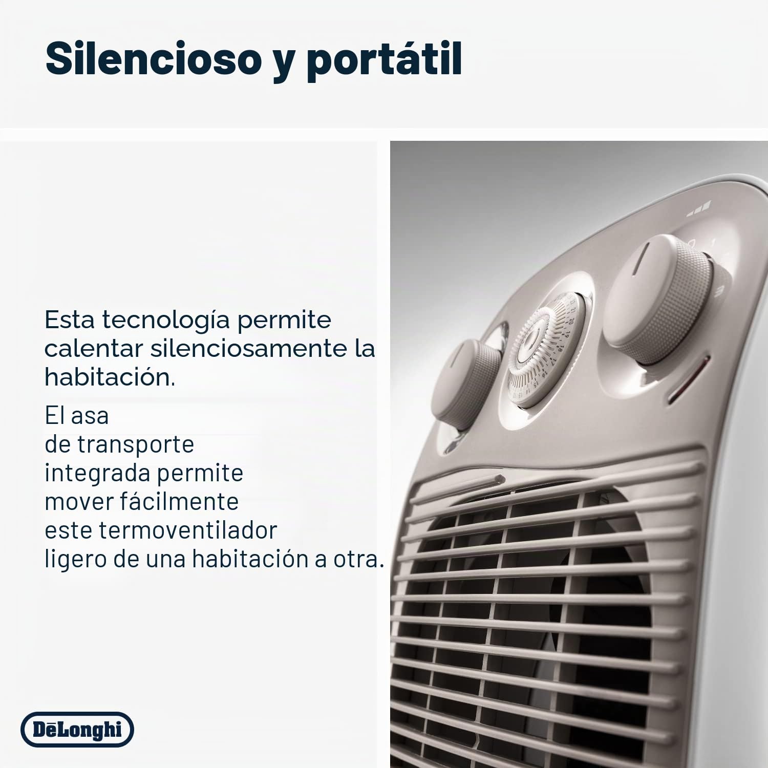 DeLonghi HFS50D22 - Calefactor (Calentador de ventilador, 24 h, IP21, Interior, Piso, Blanco)