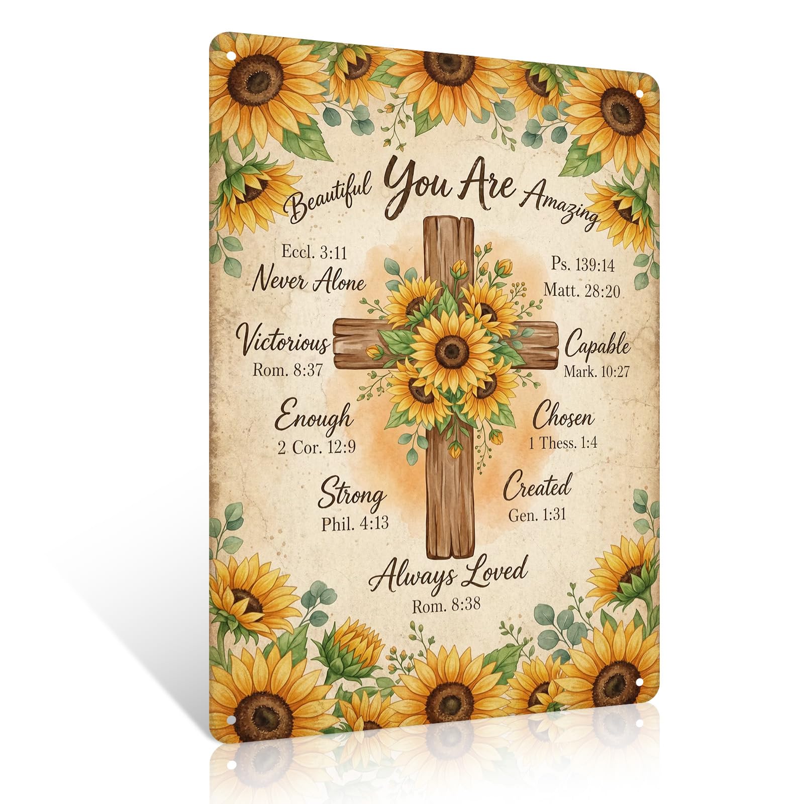 Ulord Christian Cross Metal Sign 8x12" Inspirational Quotes Wall Art
