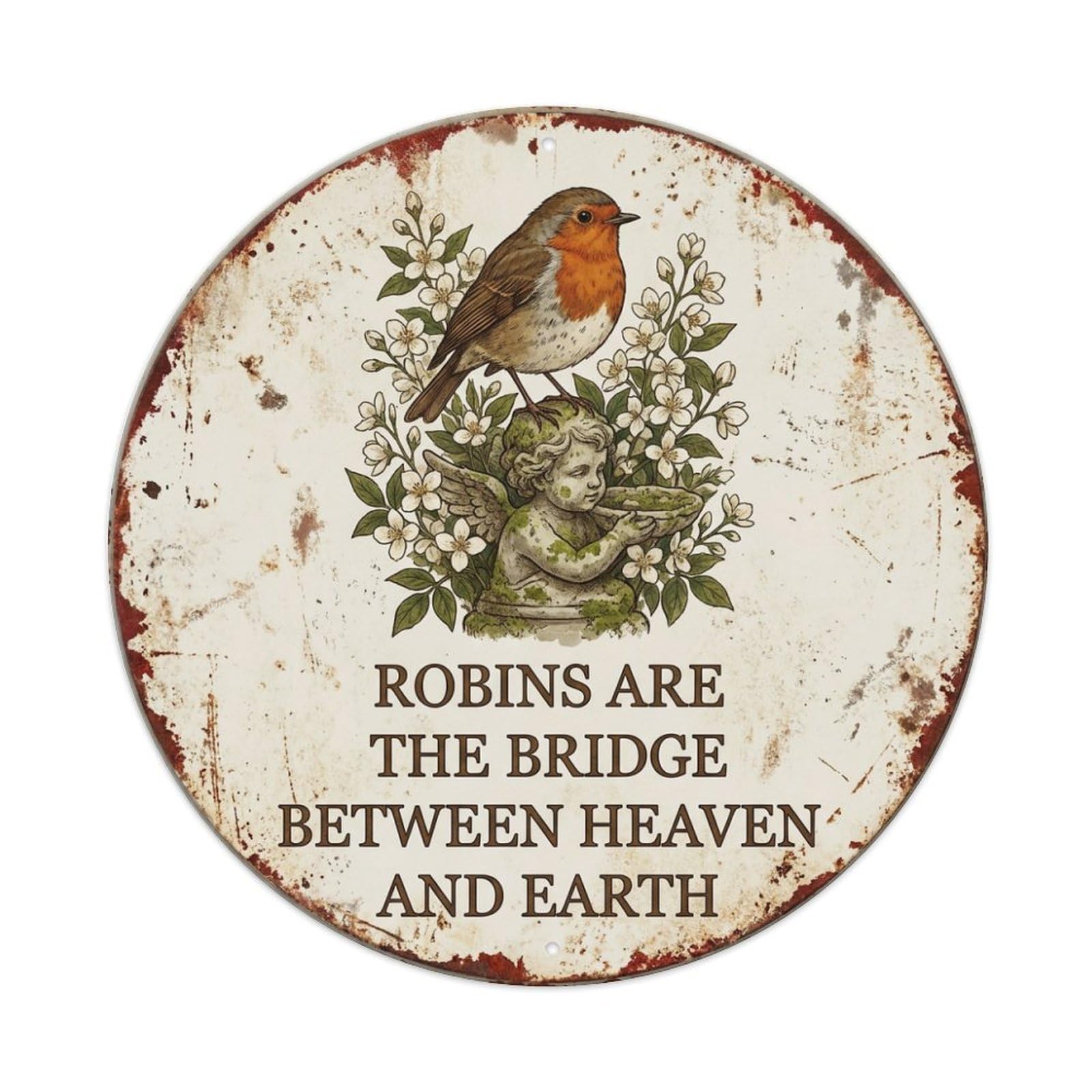 Tgrcjimh Style. Vintage Robin Bird Garden Quote Bridge Metal Tin Sign