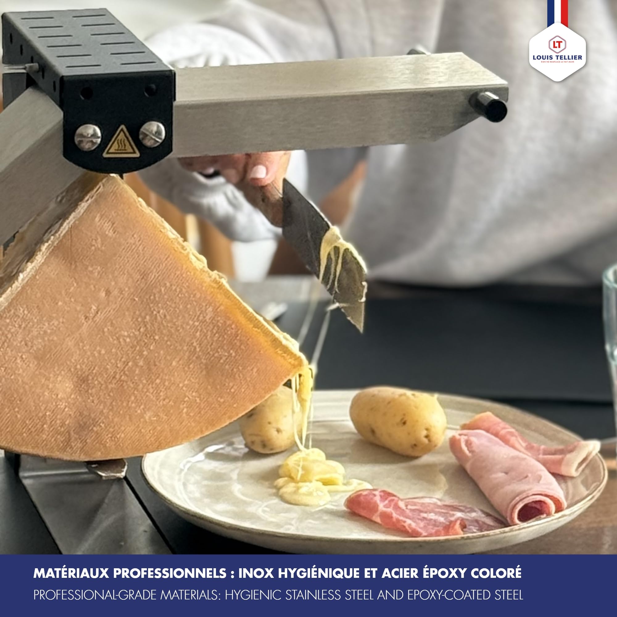 Apparecchio Raclette 1-6 Pers. – Louis Tellier Brézière® Signature Basalte Nero – Prodotto in Francia, Durevole, Facile da Pulire – Servizio a Tavola e Convivialità