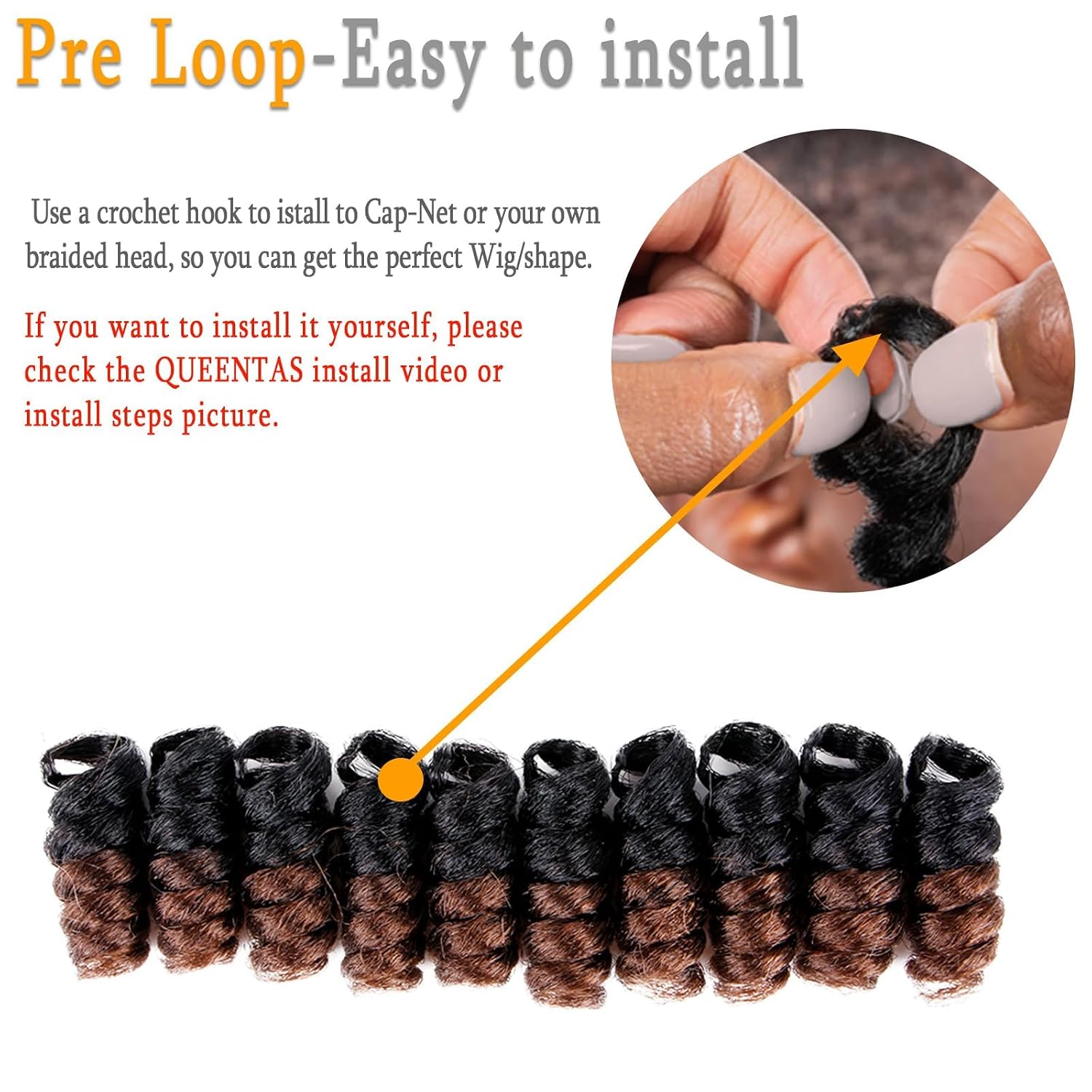 QUEENTAS 3 Pack 10 Inch Crochet Hair Extensions for Black Women Natural Black/Brown Easy Install African Jamaican Bounce Jerry Wand Spiral Curly Braid(8mm)Long-Lasting Shape for Daily Wear DIY Styling