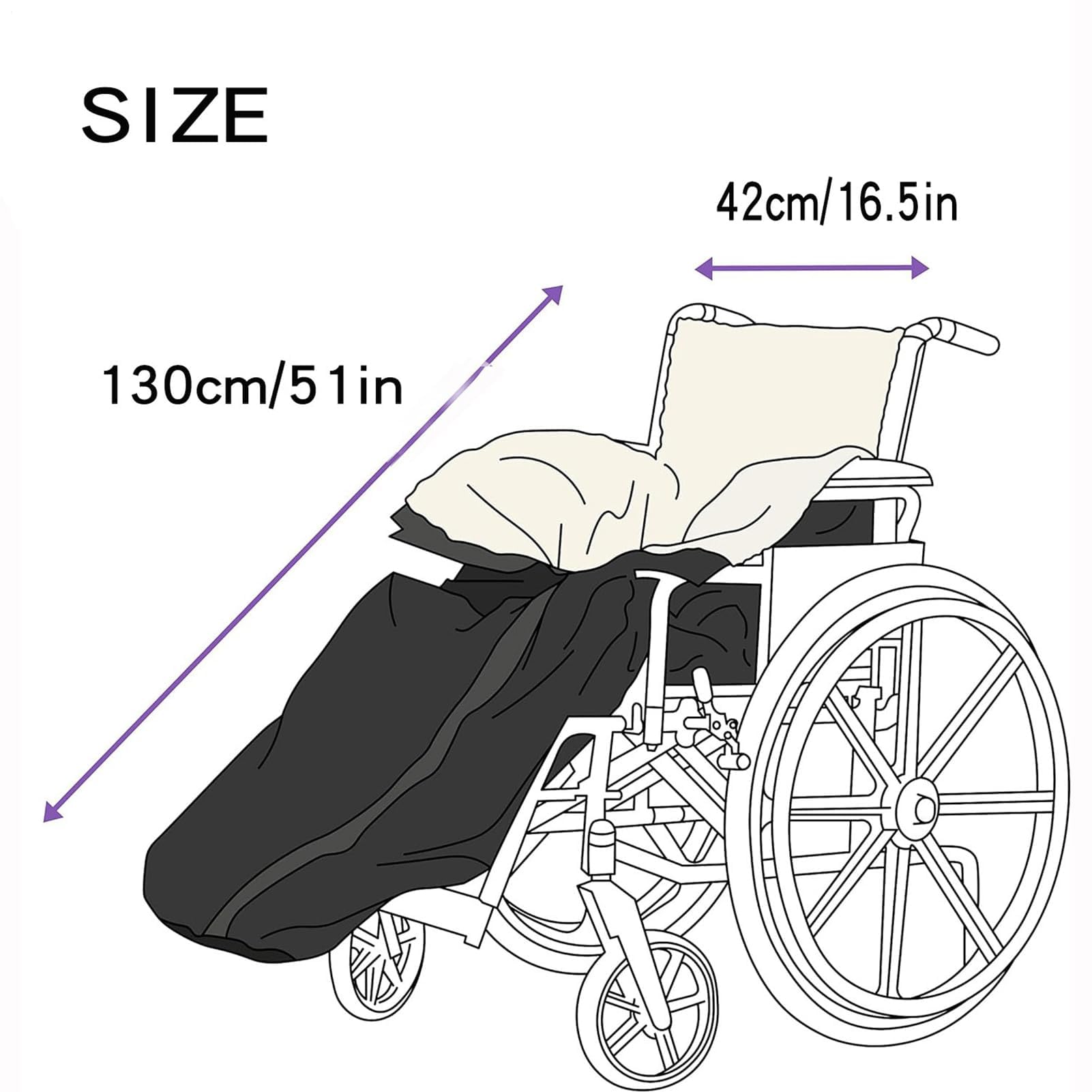 Manta para silla de ruedas, con diseño cortavientos y térmico, 130x42cm, capa protectora impermeable de cuerpo entero para invierno, manta para silla de ruedas para personas mayores, material térmic
