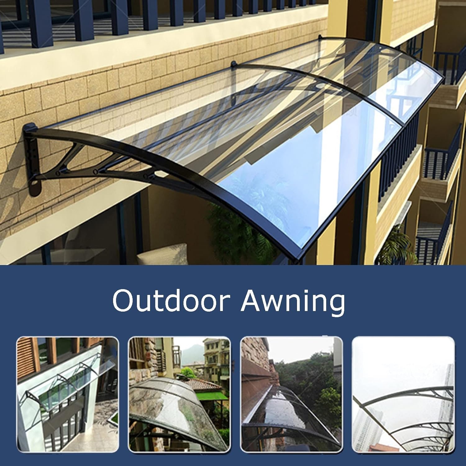 RHXWFDG ひさし キャノピー、窓のドアの日よけ、透明な屋外パティオ