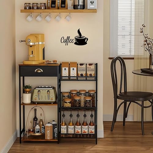 Miniatura 2 de Taza de café de metal negro para decoración de pared con diseño de vapor para cocina, decoración de arte de pared, accesorios de barra de café