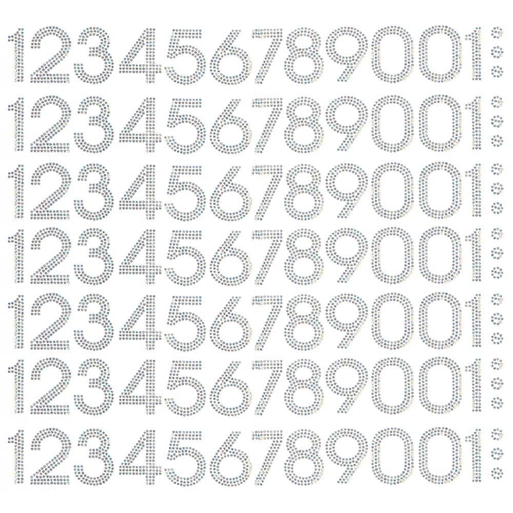 Autocollants numérotés strass de 0 à 10 thermocollants pour vêtements et boîte aux lettres (60pcs)