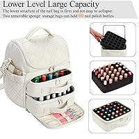 Vista 3 de Organizador de esmalte de uñas con 2 fundas desmontables con capacidad para 60 botellas y lámpara de uñas, organizadores de uñas portátiles