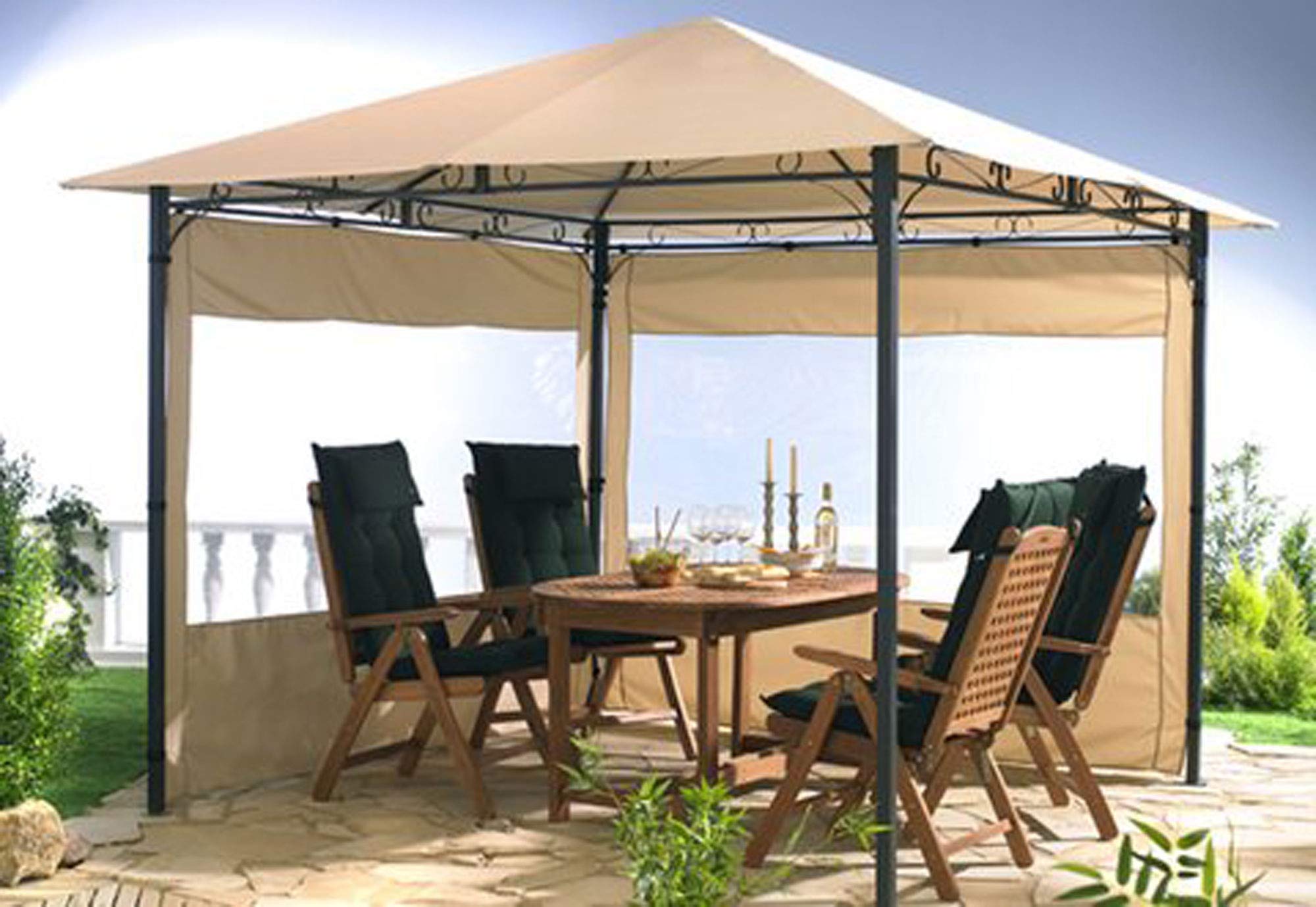 QUICK STAR 2 pareti Laterali per Gazebo da Giardino, Anticato, 3 x 3 m, Parete Laterale, Beige
