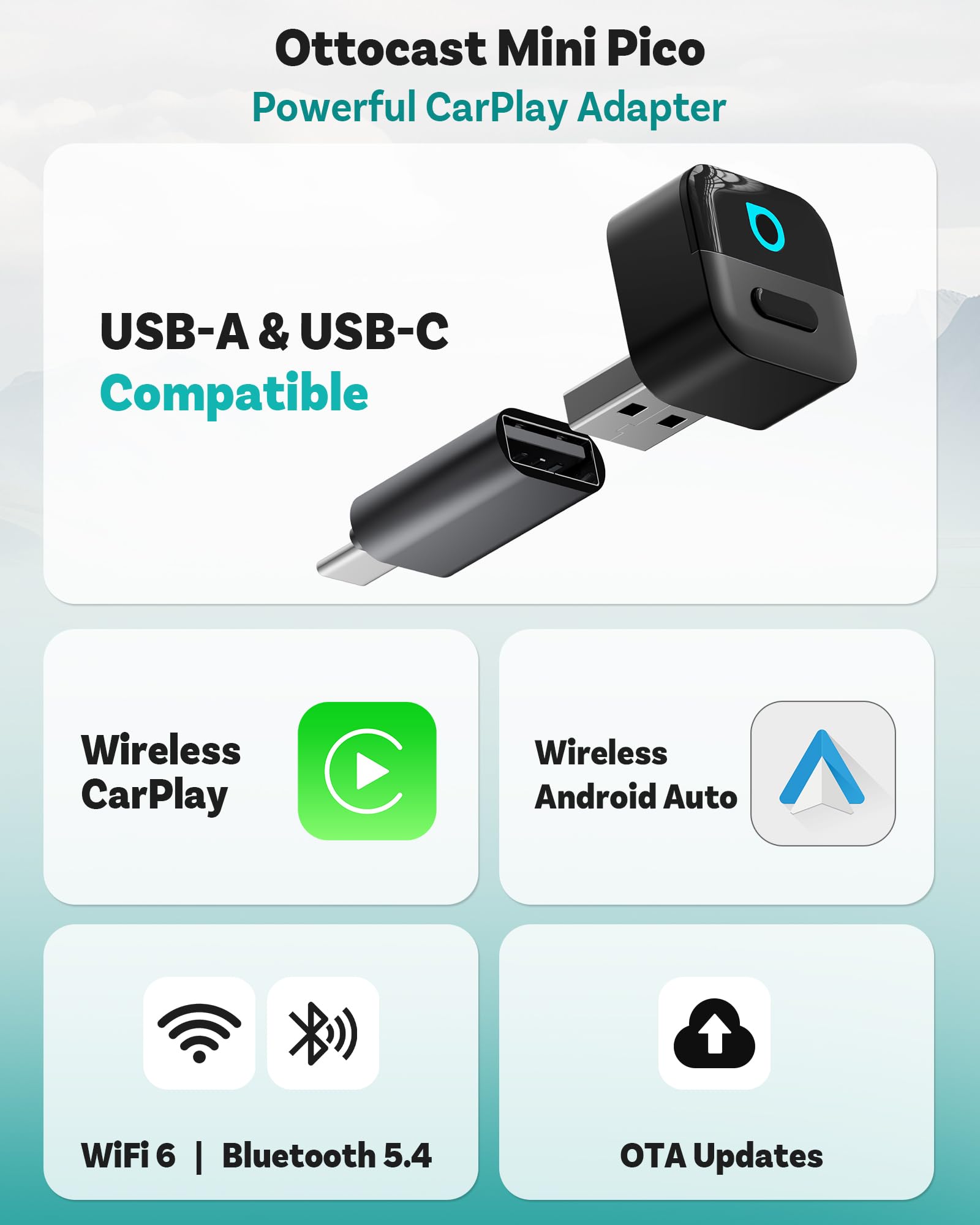 Amazon.com: OTTOCAST Mini Pico 2-in-1 Wireless CarPlay & Android