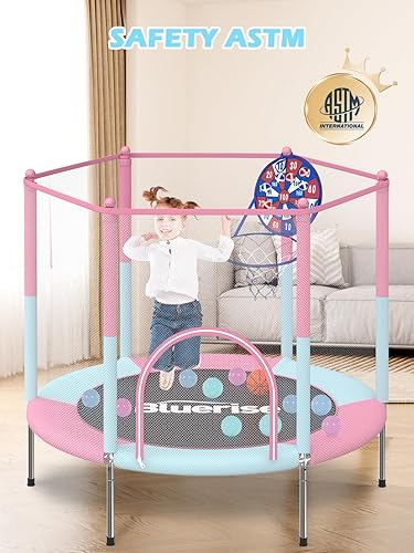Miniatura 10 de BLUERISE Trampoline 55IN 6FT 8FT 10FT 12FT 14FT Toddler Trampoline with Enclosure Net Easy to Assemble Kids Trampoline Indoor Recreational