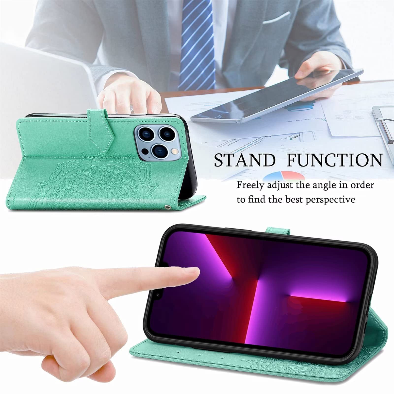 HONLEN Custodia Portafoglio In Pelle PU Per HONOR 50 / Huawei Nova 9 – Stampa Mandala, 3 Slot Carte E Stand Integrato