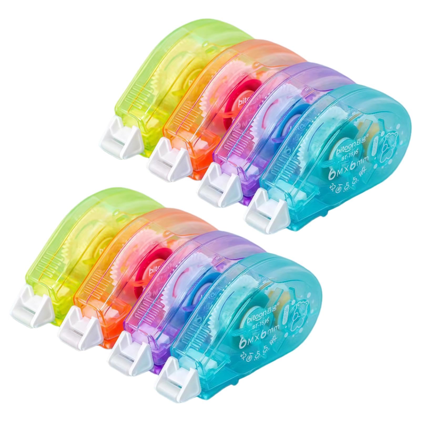 8 Pack Glue Tape Roller, Double Sided Tape Dispenser, Adhesive Glue Tapes Accessories for Scrapbooking Supplies Photo Album Stamping Cards Journal (4 Colors)