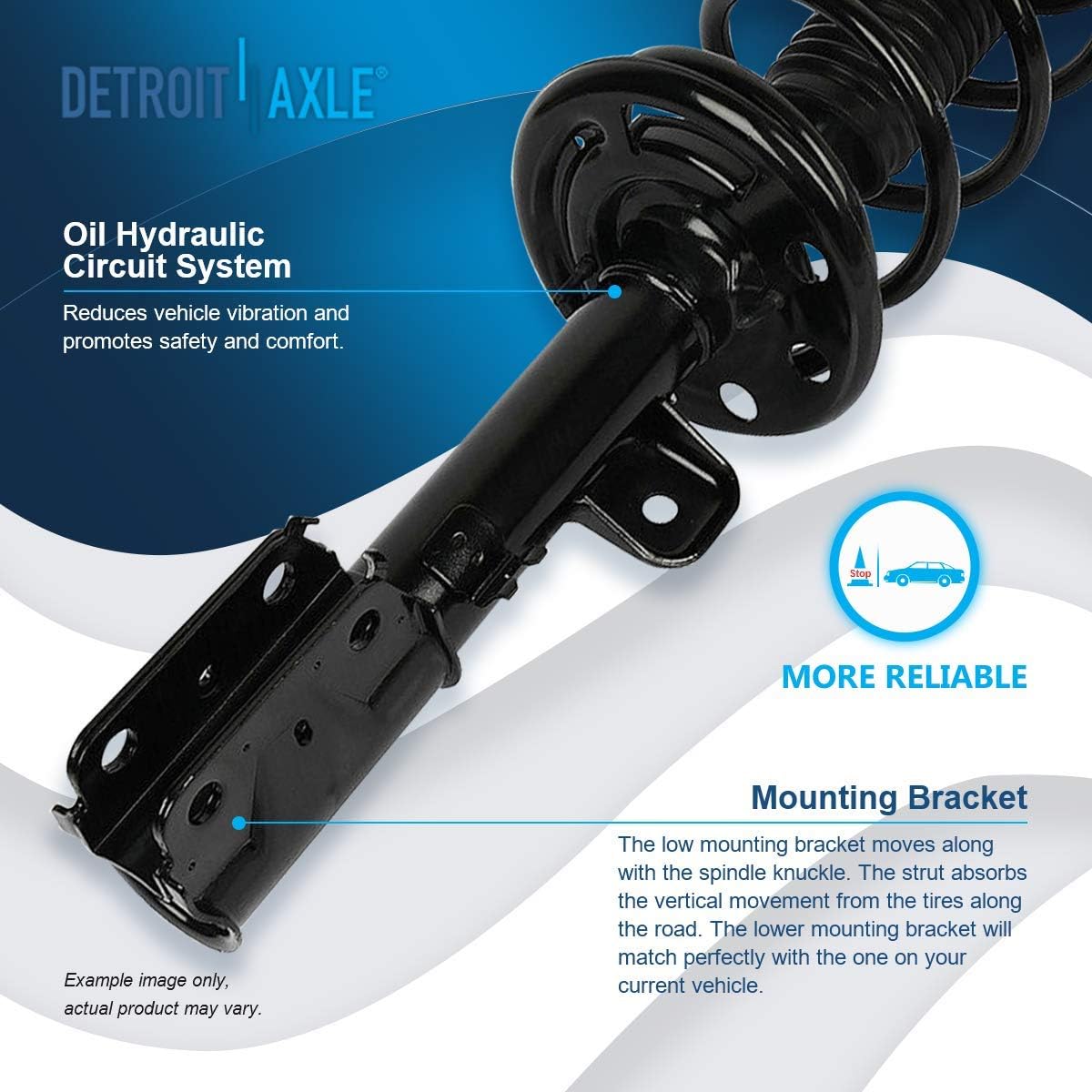 Detroit Axle - Front Right Strut for Ford Explorer 2013-2019, Passenger Side Strut w/Coil Spring 2014 2015 2016 2017 2018 Replacement Quick Install Ready Strut Shock Assembly