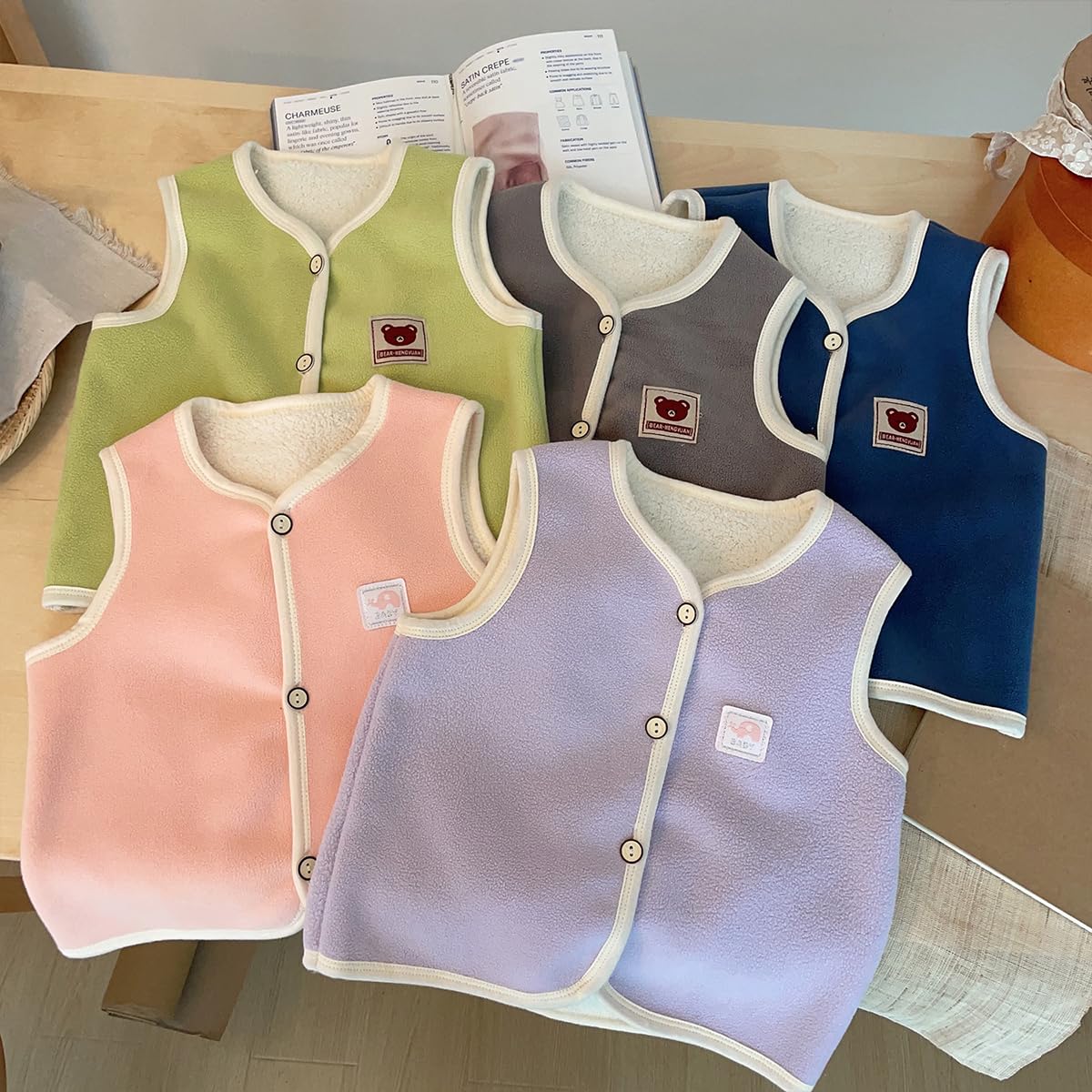 2 pcs Gilet en Polaire pour Bébé Garçons Filles 6 9 12 24 mois Manteaux sans Manches Doux Beau Dessin Animé éléphants Motif Manteau Gilet Veste Pour Enfants 6 mois-4ans