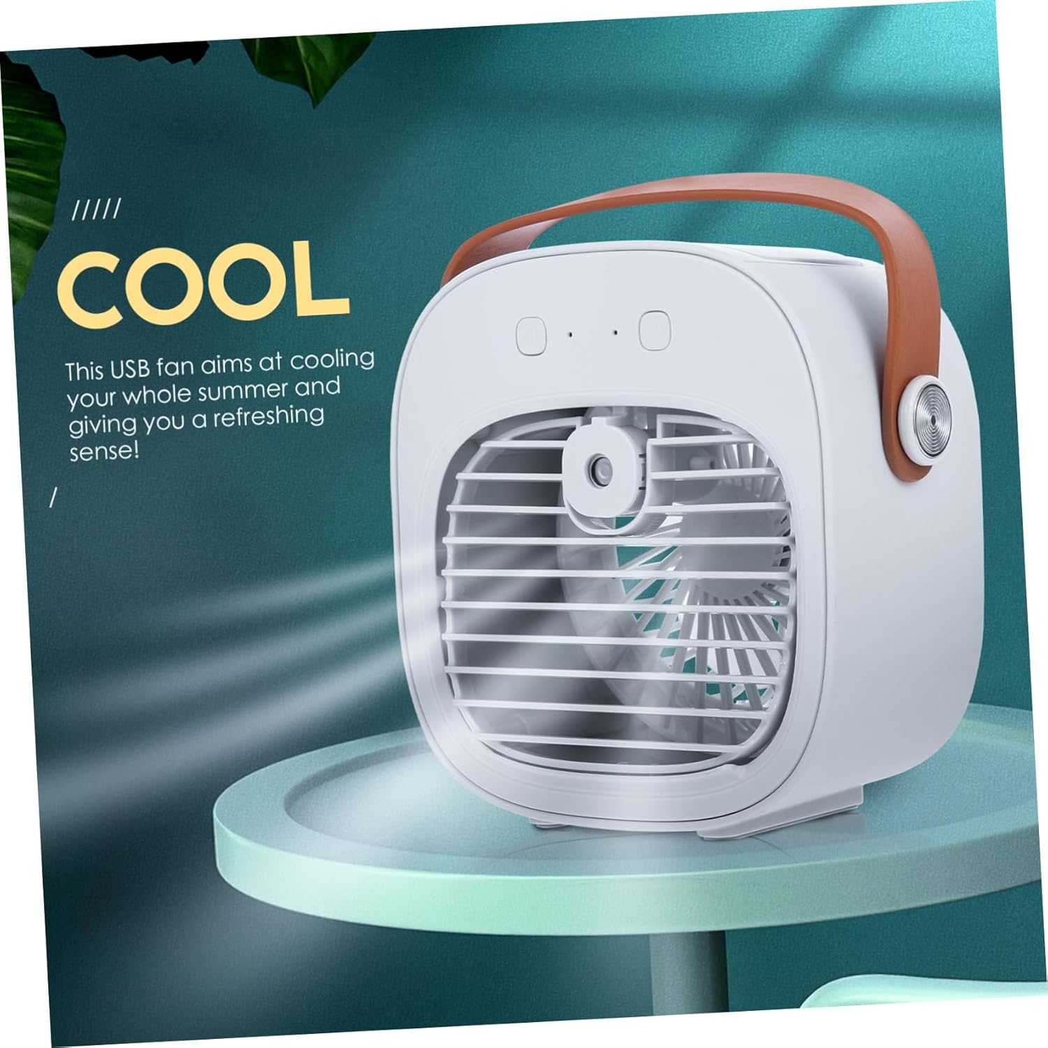 USB Rechargeable Desktop Cooling Fan with Misting Function Portable Quiet Table Air Circulator for Office Home Dormitory Lightweight Compact White Design